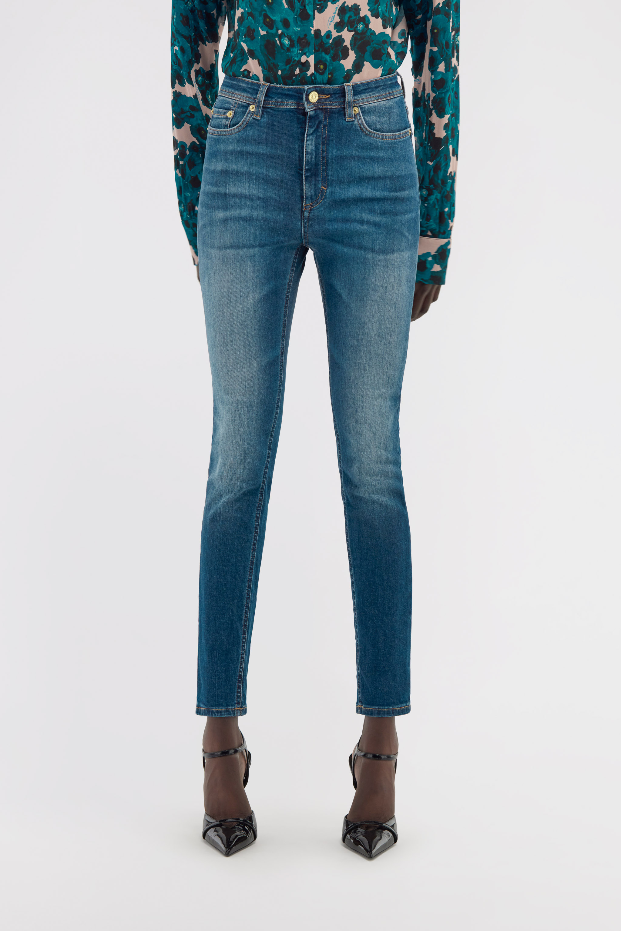 Roberto Cavalli Skinny Jeans With Rc In Dark Blue