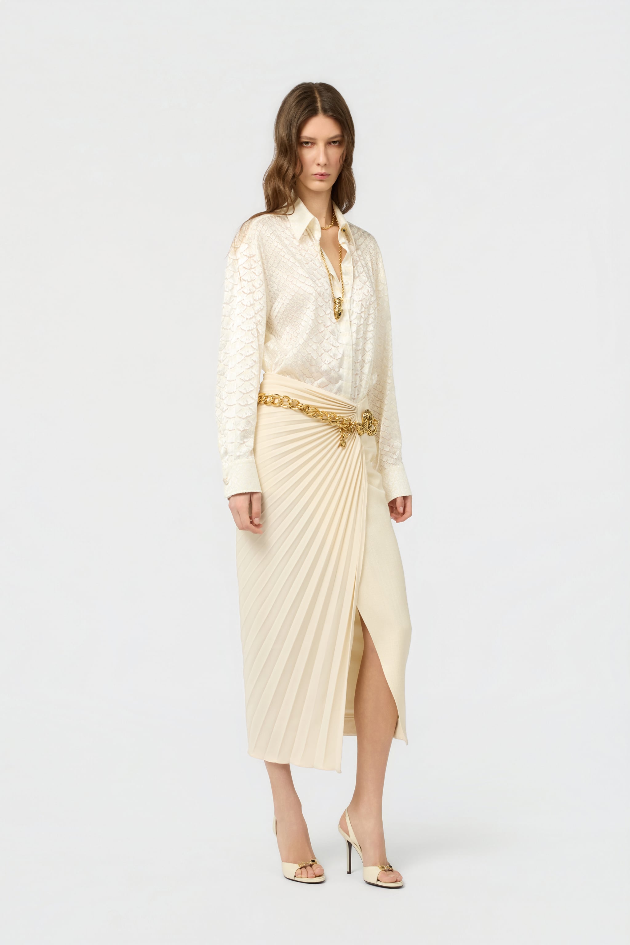Roberto Cavalli Ivory Midi Pleated Skirt | Thumbnail 6 Roberto Cavalli Ivory Midi Pleated Skirt | Thumbnail 6