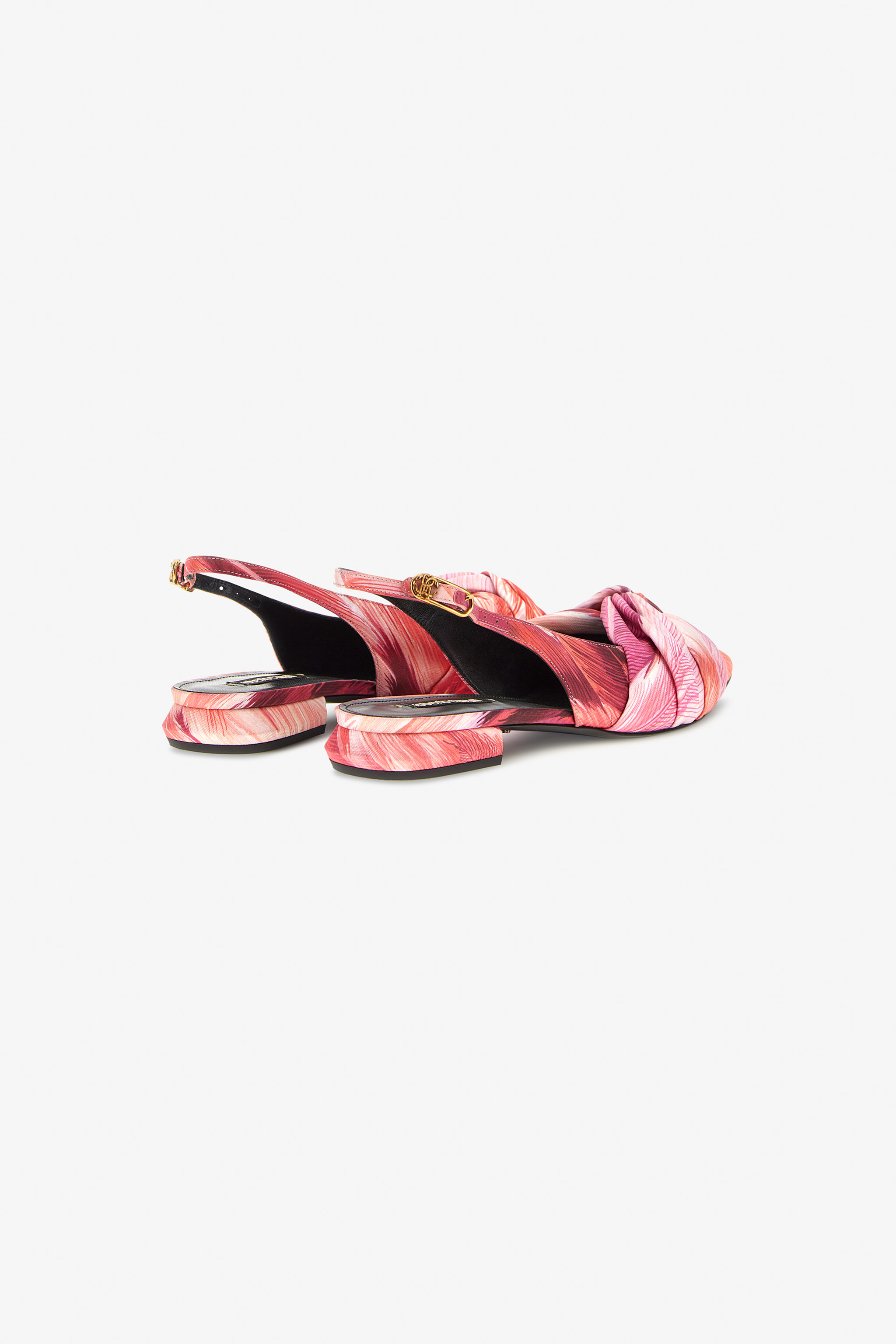 Roberto Cavalli Le Pettegole Slingback With Plumage Print In Fuchsia