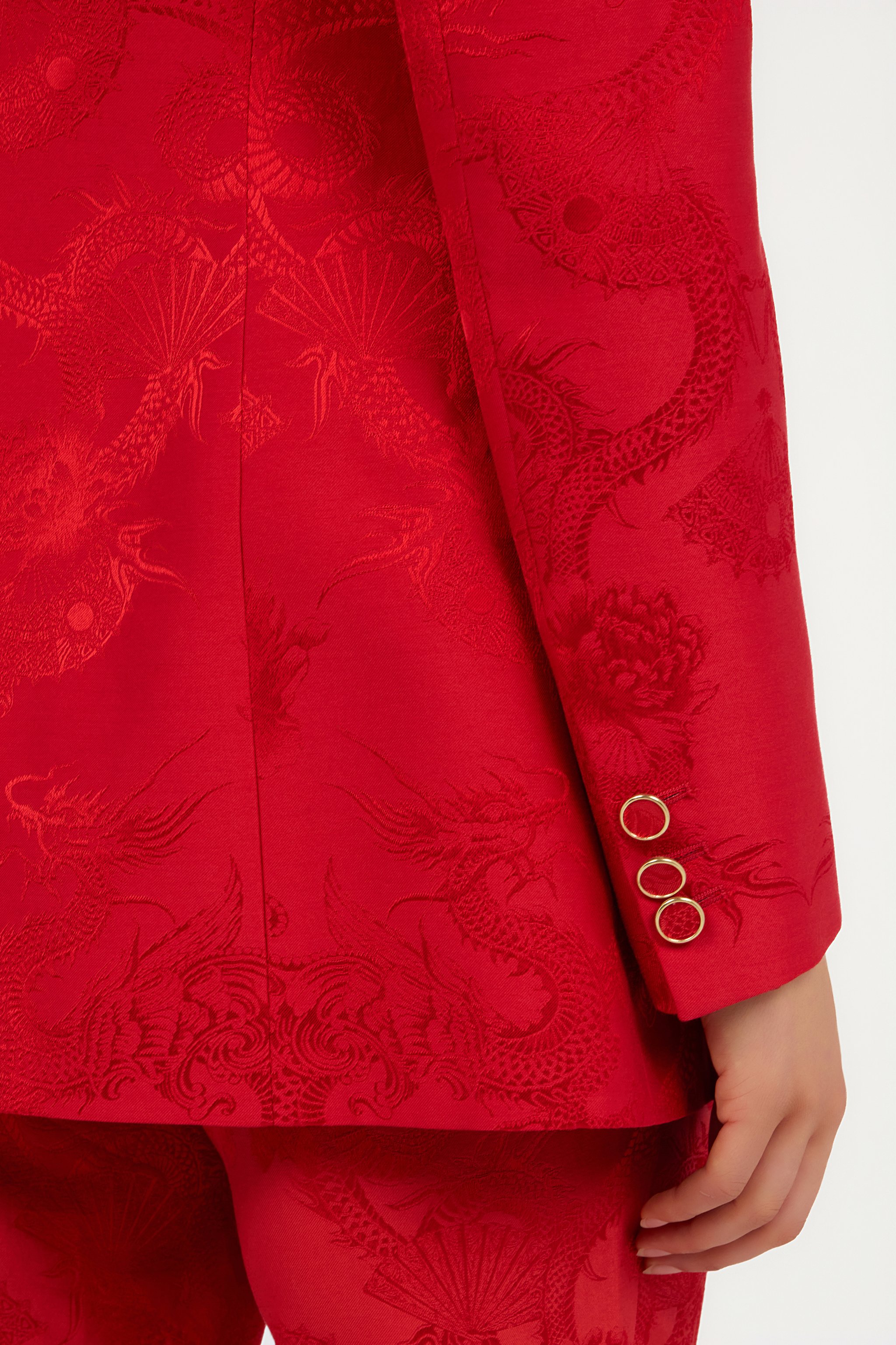 Roberto Cavalli Dark Red Jacket With Dragon Motif In Red