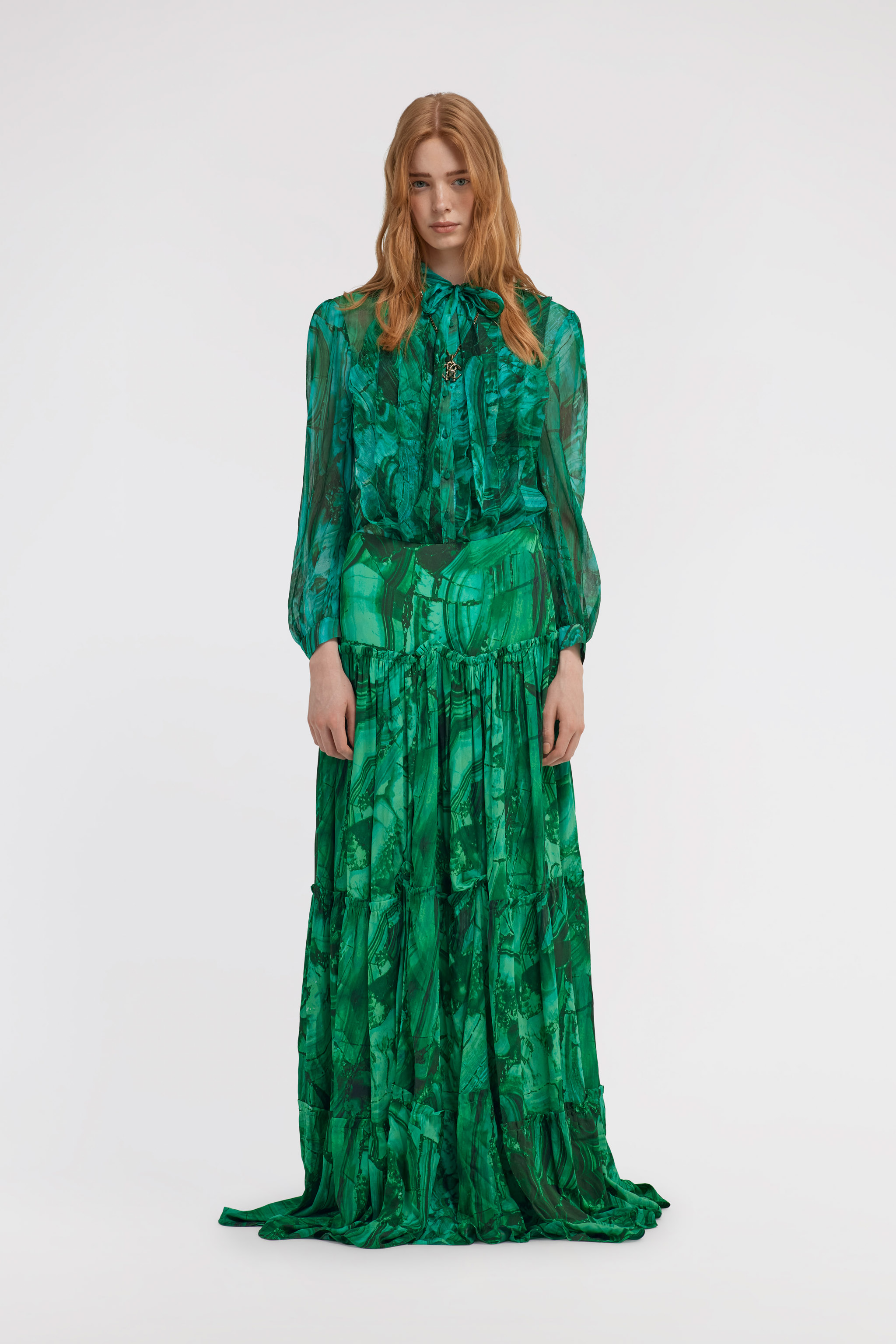 Roberto Cavalli Graphic Print Skirt In Green