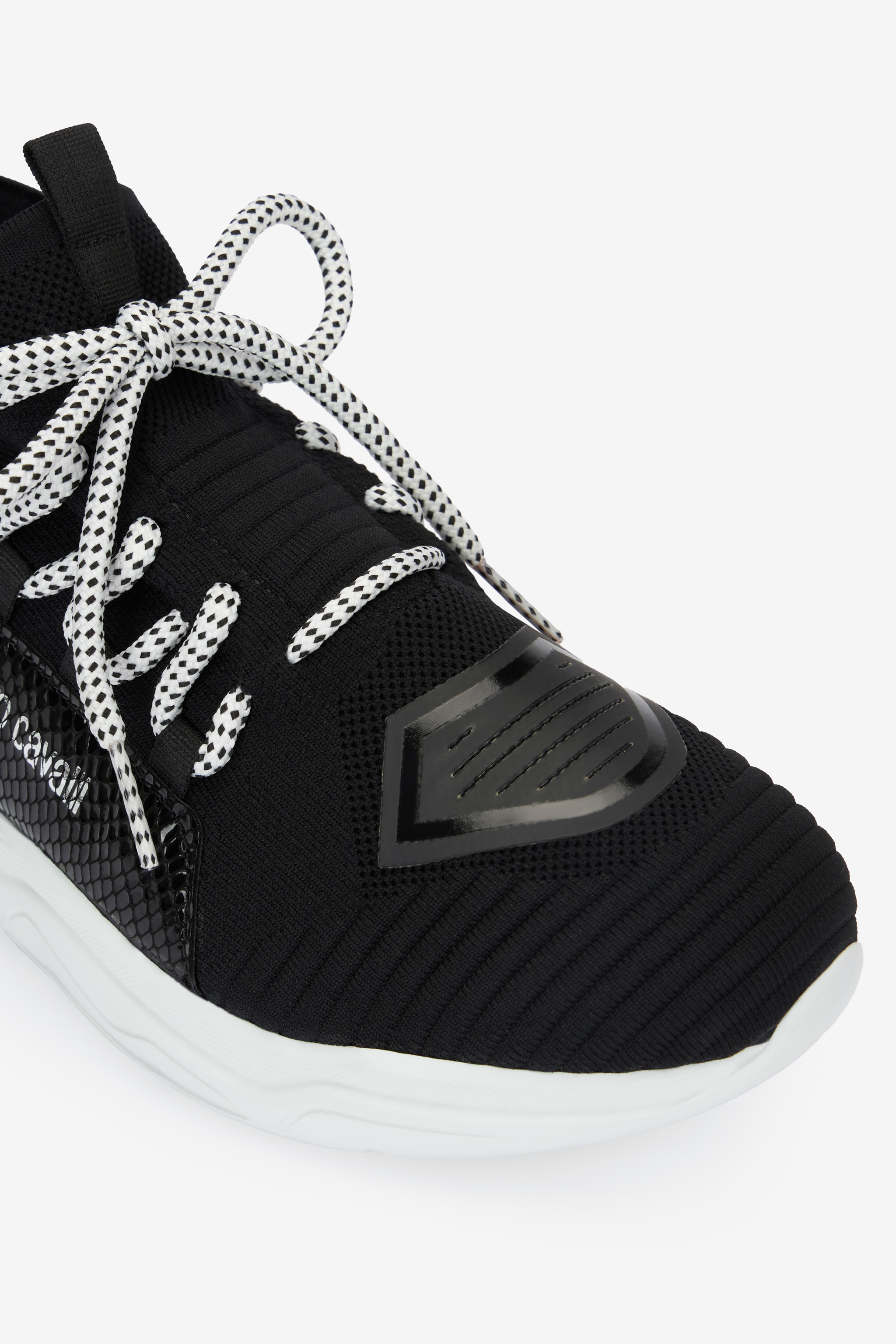Roberto Cavalli Sneakers With Snake-effect Inserts In Black