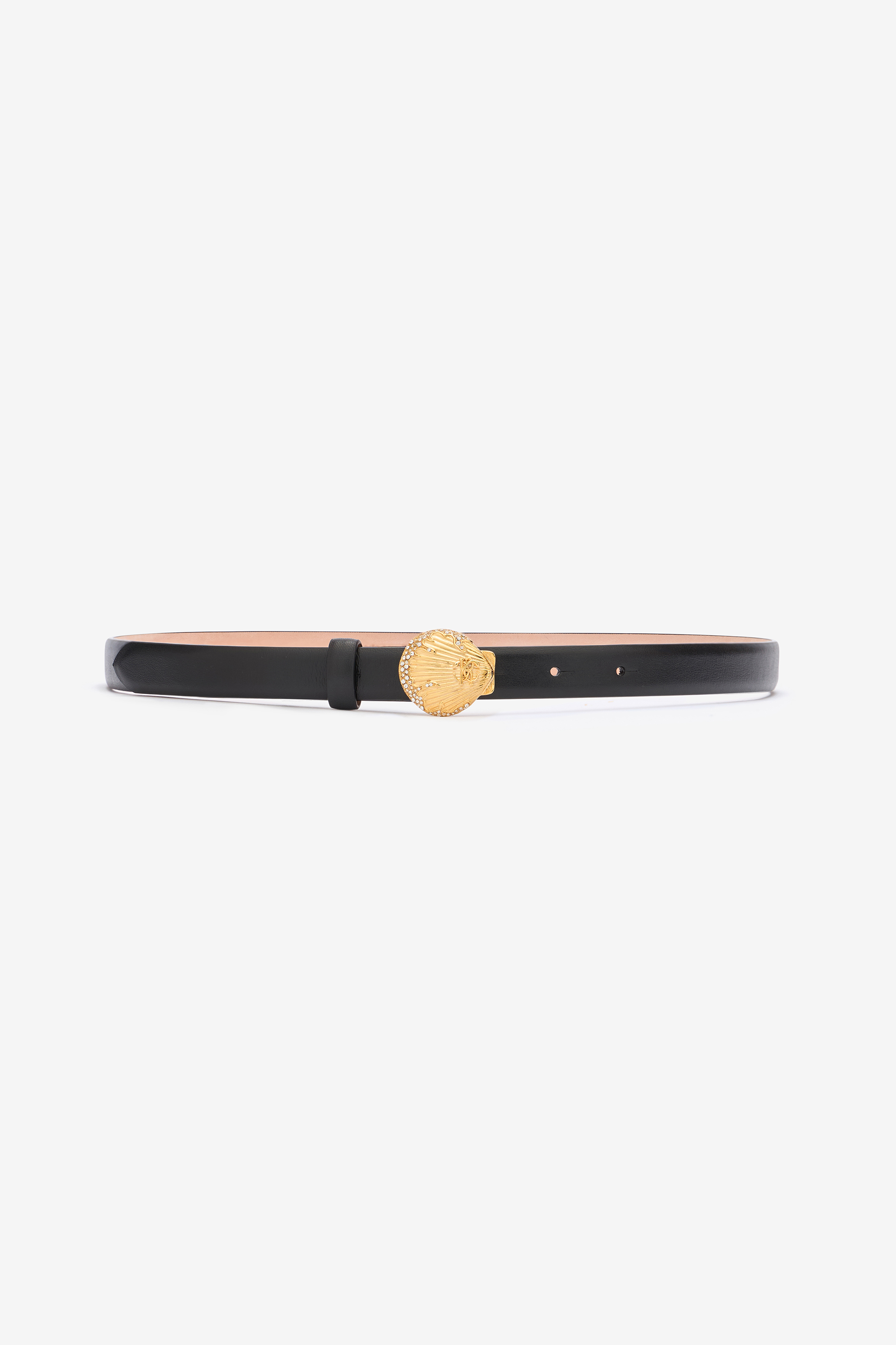 ROBERTO CAVALLI LEATHER BELT WITH SHELL BUCKLE
