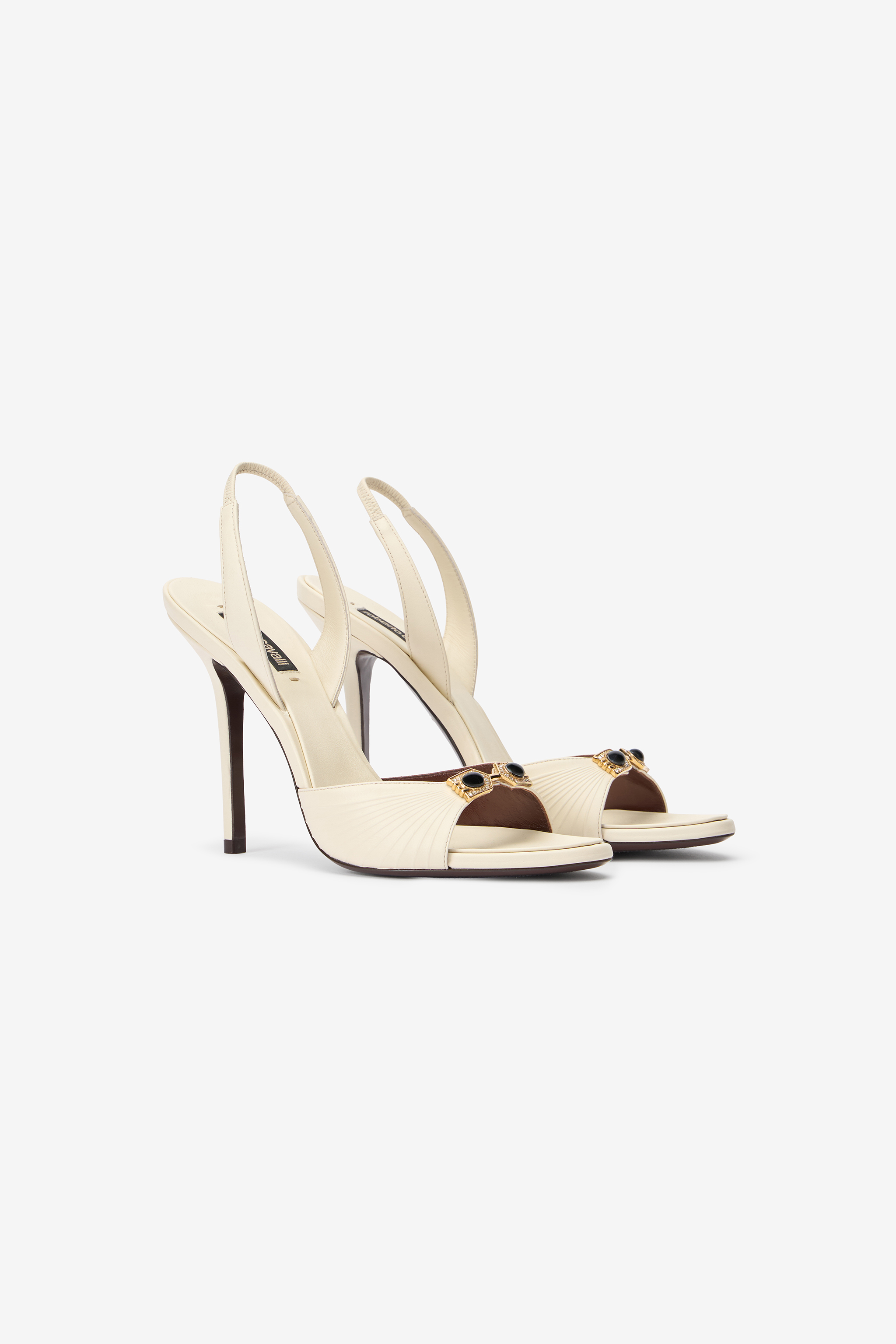 Roberto Cavalli Women's White Sandals With Jeweled Buckle - Shoes