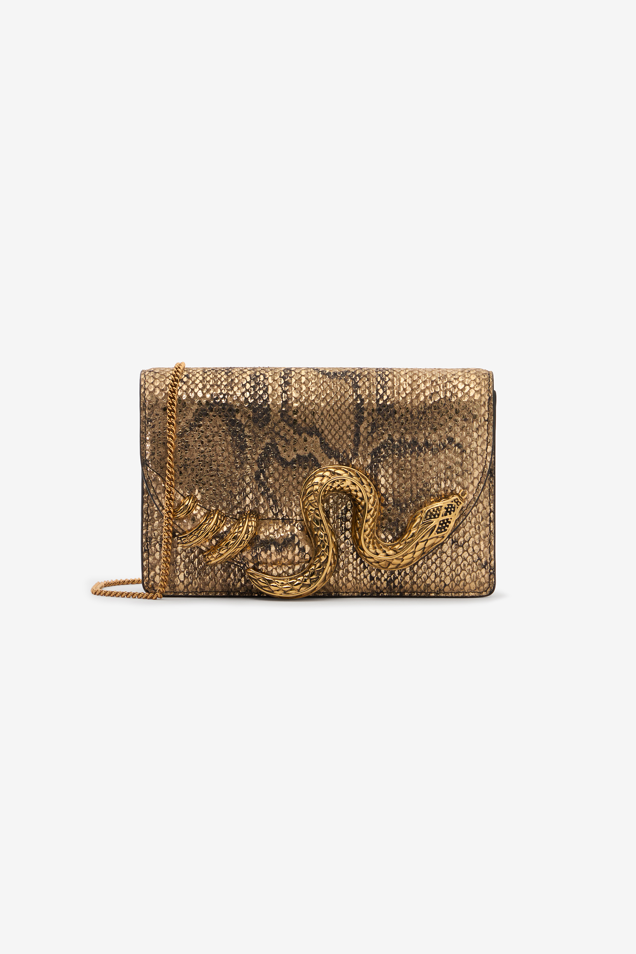 Roberto Cavalli Women's Golden/Gold Bag With Python And Snake Motif - Bags