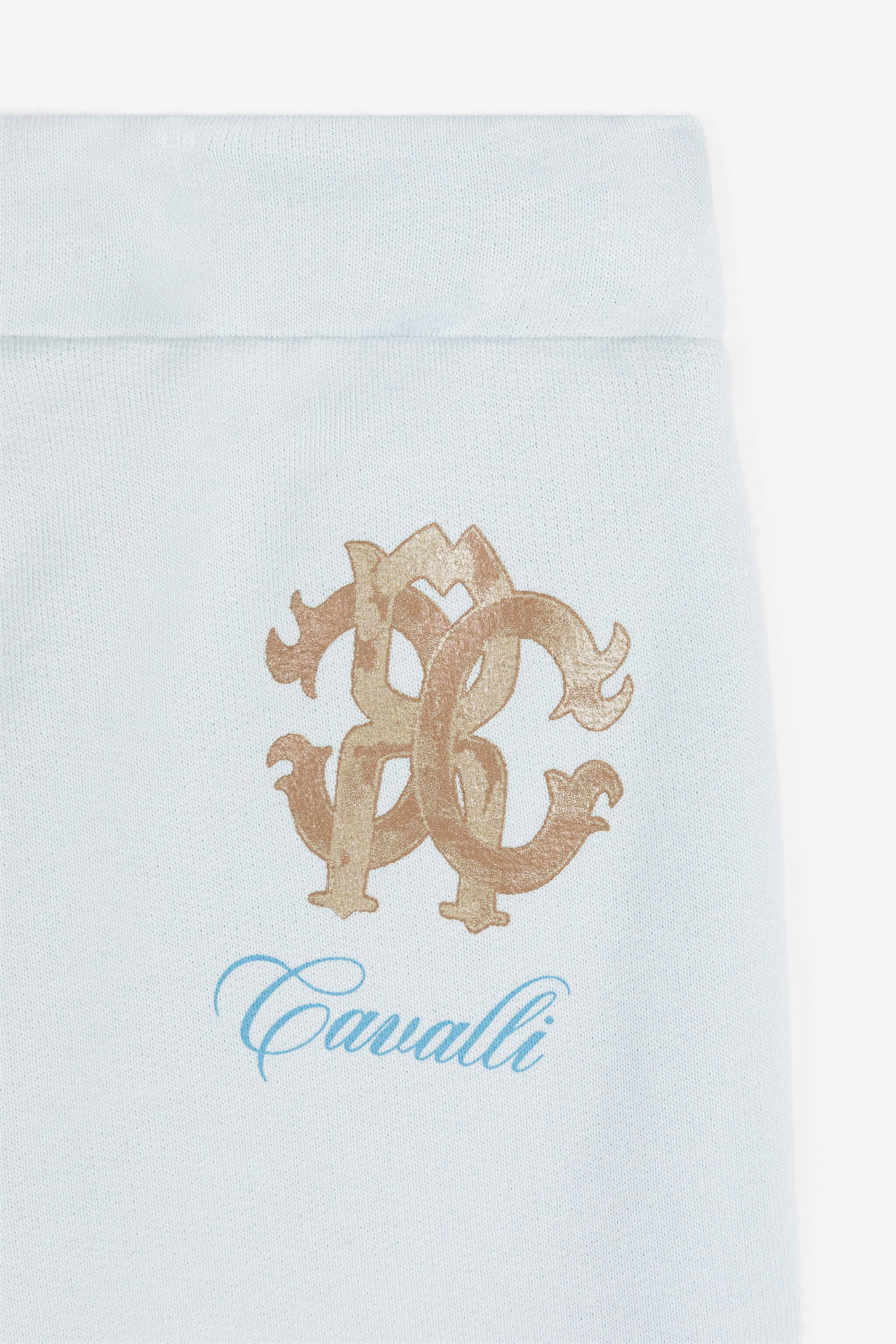 Roberto Cavalli Rc Monogram-print Cotton Track Pants In Light Blue
