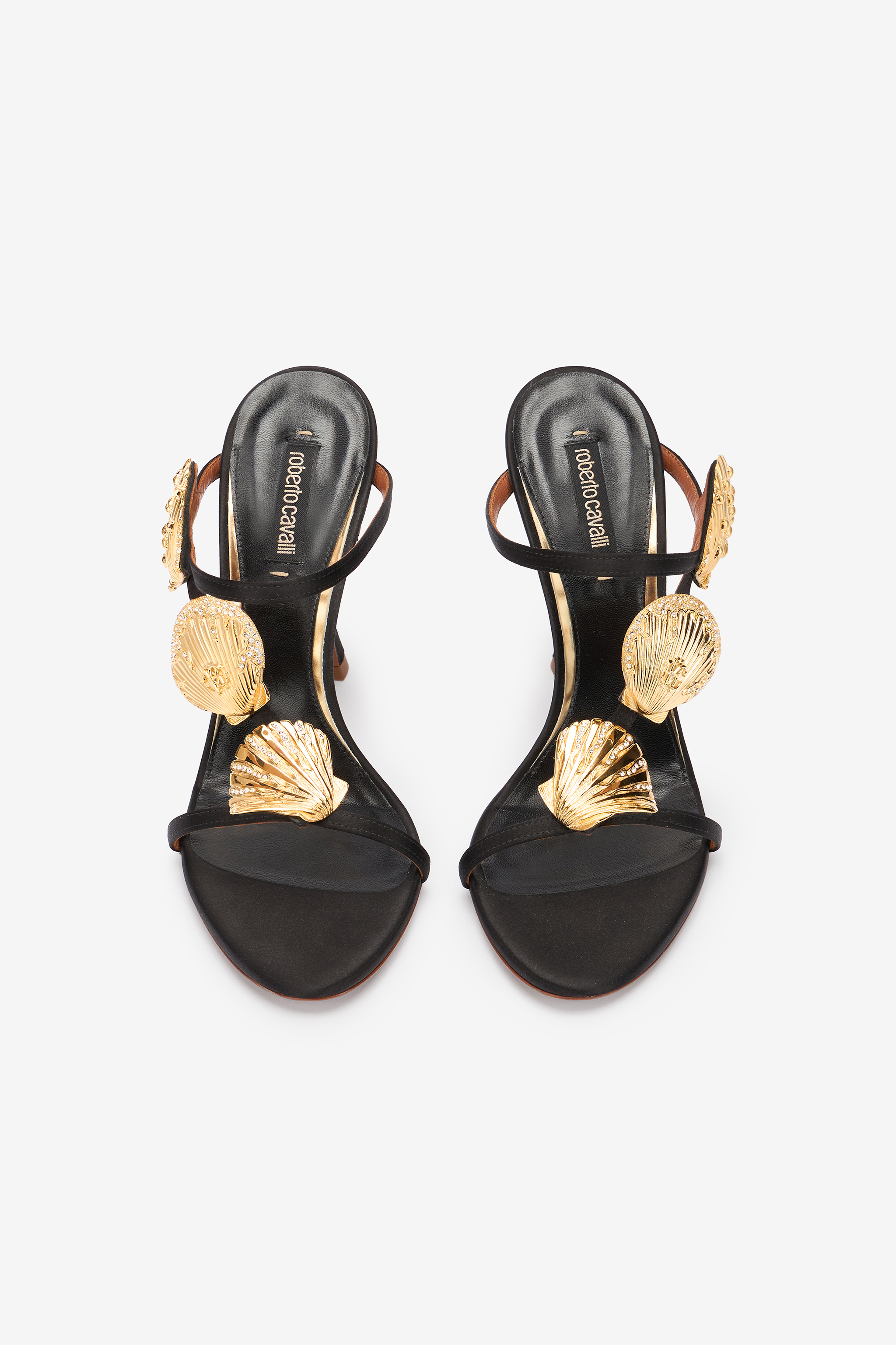 Shop Roberto Cavalli Sandalen Mit Goldenen Muscheln In Black