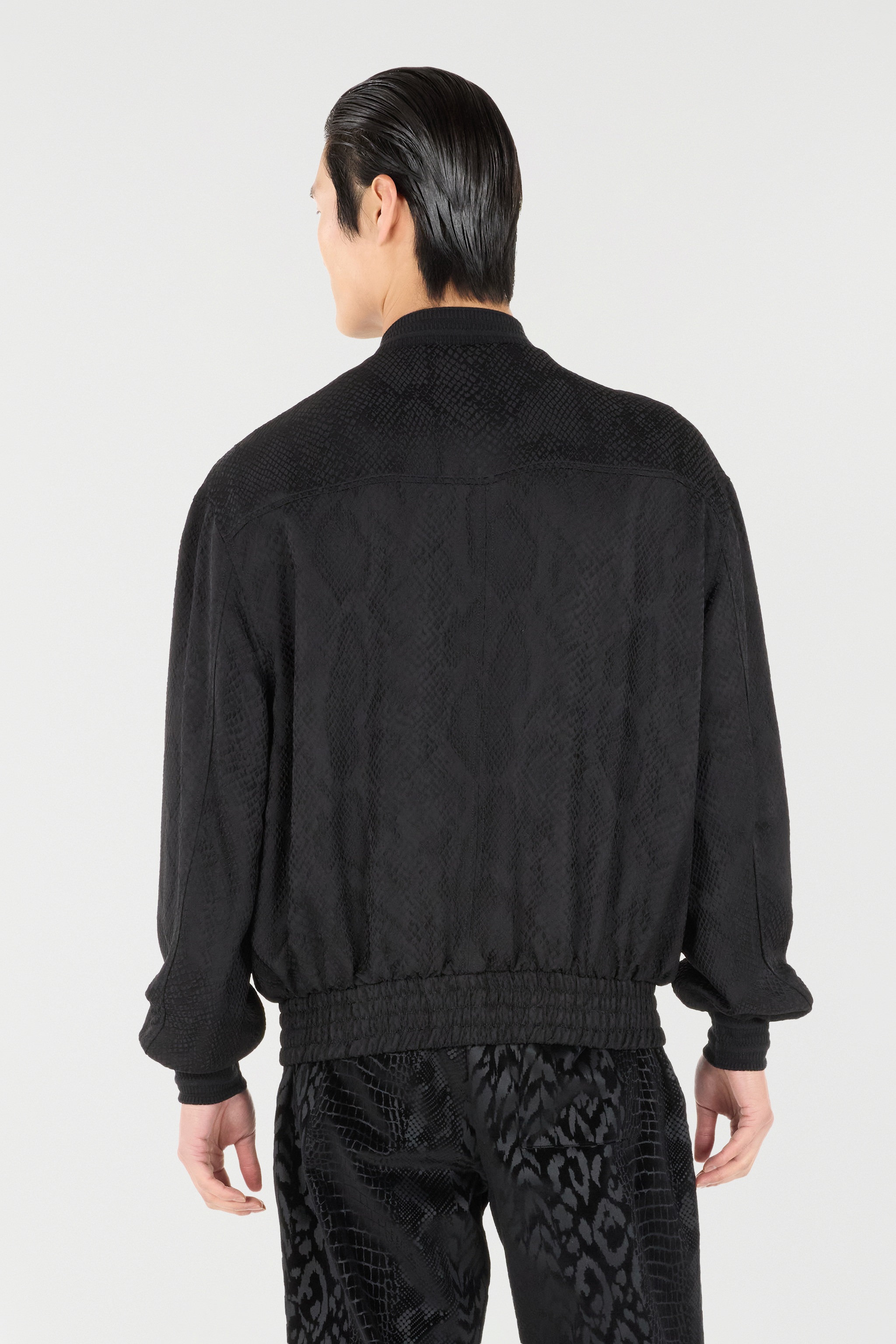  Roberto Cavalli Python-effect Bomber Jacket - Male Ready To Wear Black 48 