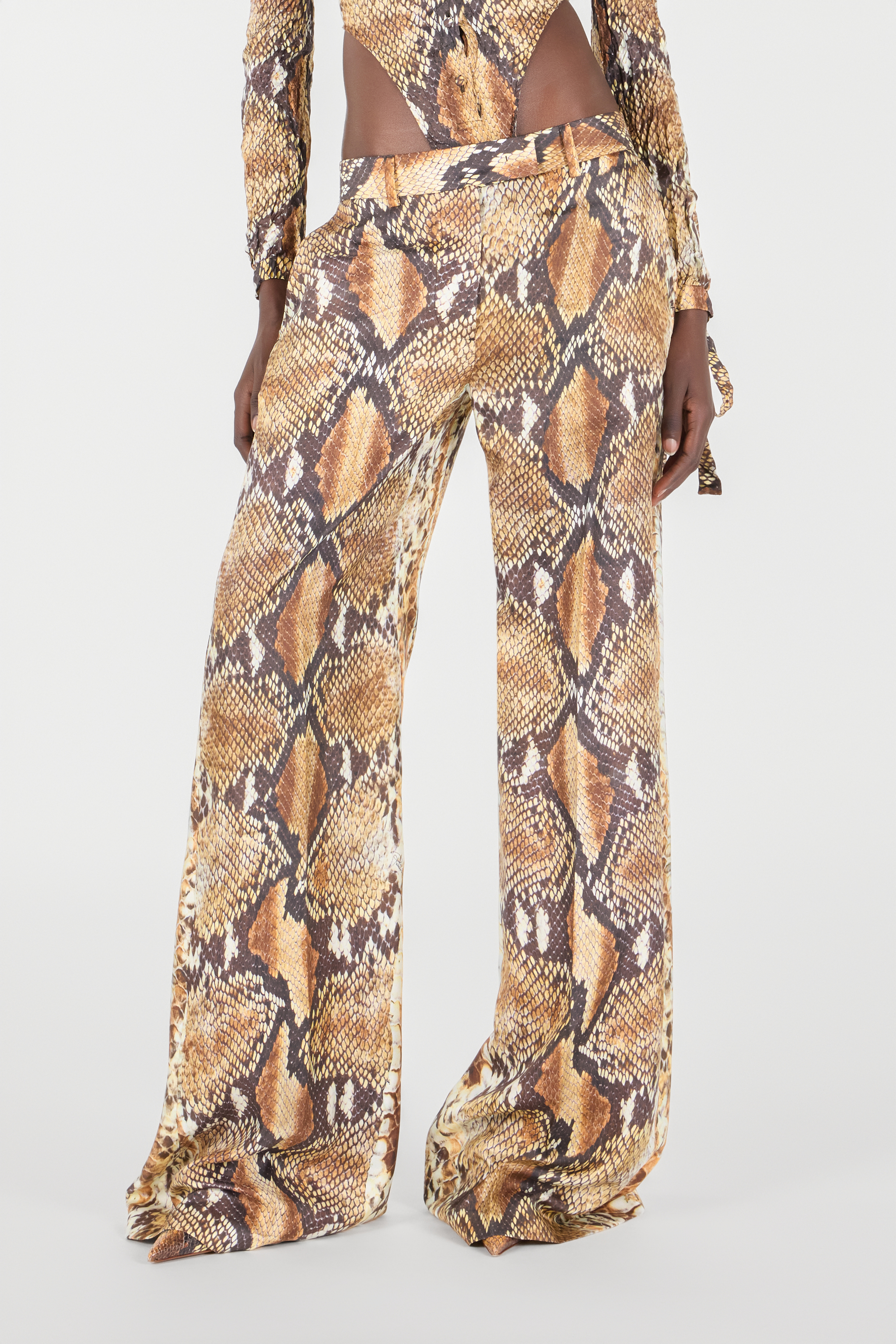 Roberto Cavalli Python Print Trousers - Female Ready To Wear Brown 40 
