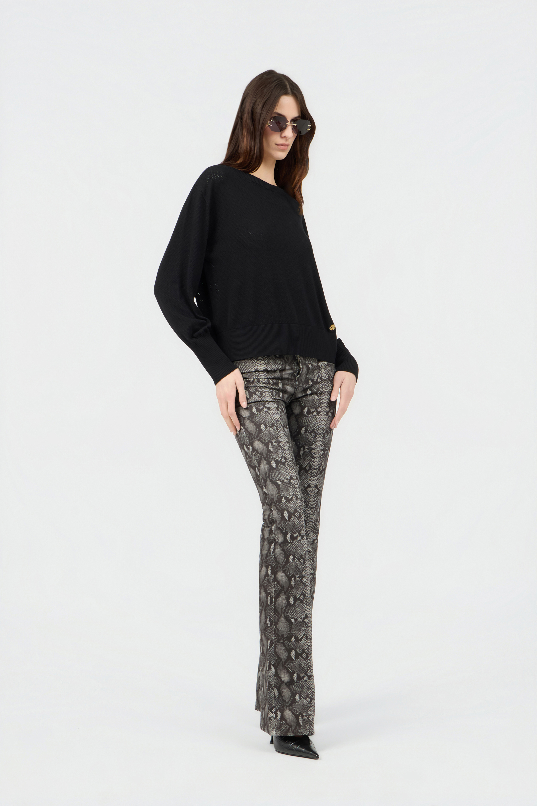 Roberto Cavalli Python-print Flared Jeans In Multi