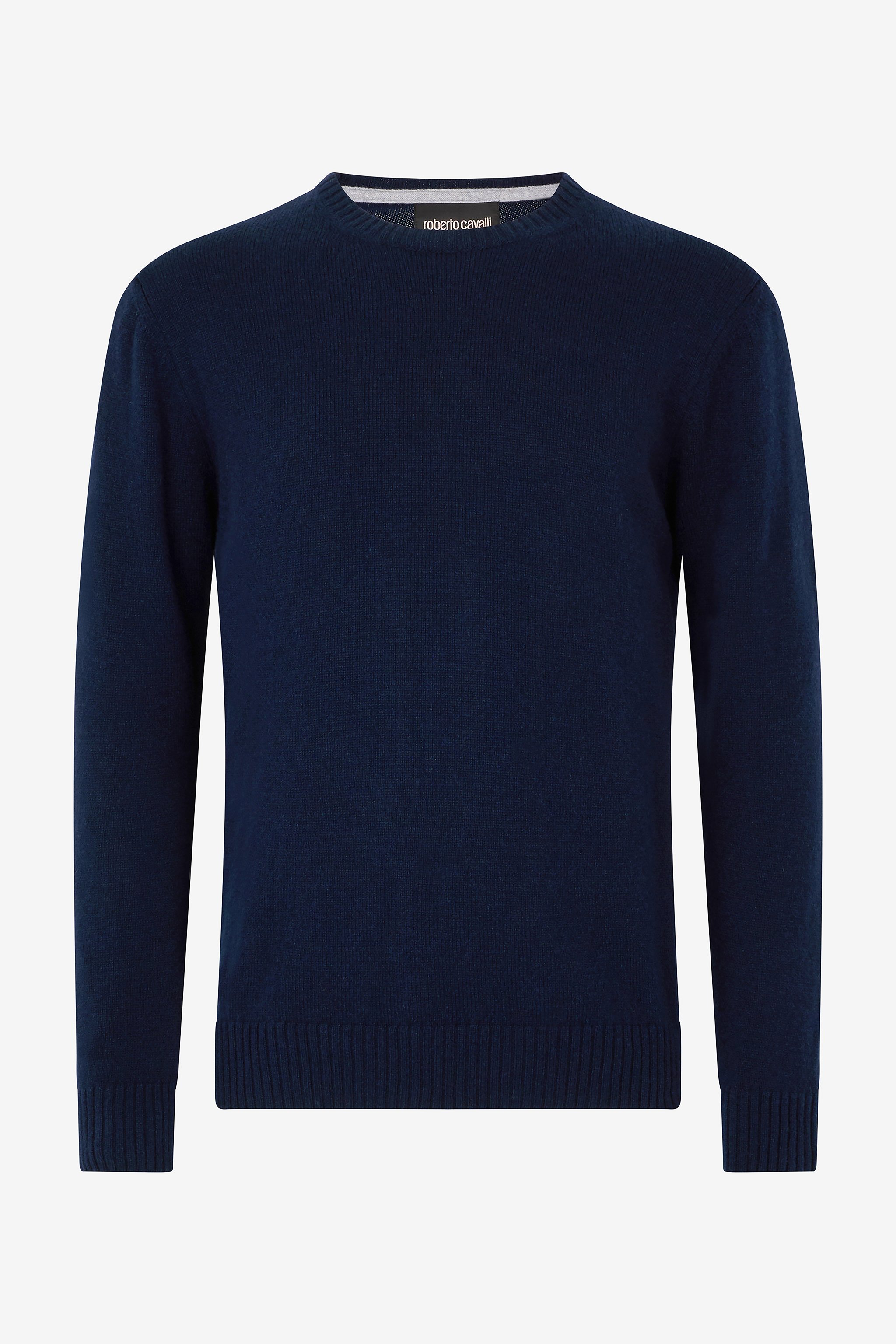 Roberto Cavalli Crew Neck Wool Sweater In Blue
