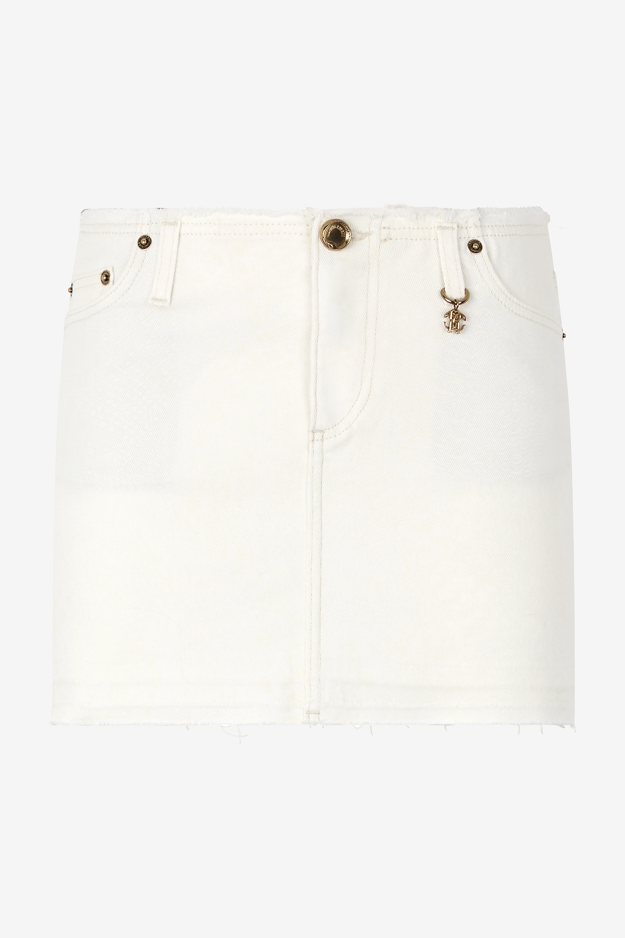 Roberto Cavalli Women's White Frayed Denim Miniskirt - Ready To Wear