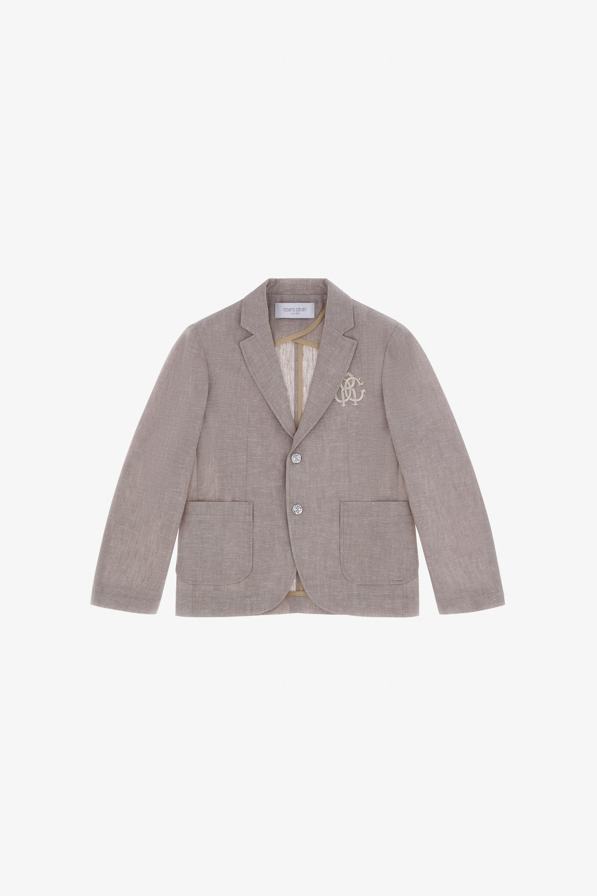 Roberto Cavalli Blazer With Monogram Rc In Light Brown