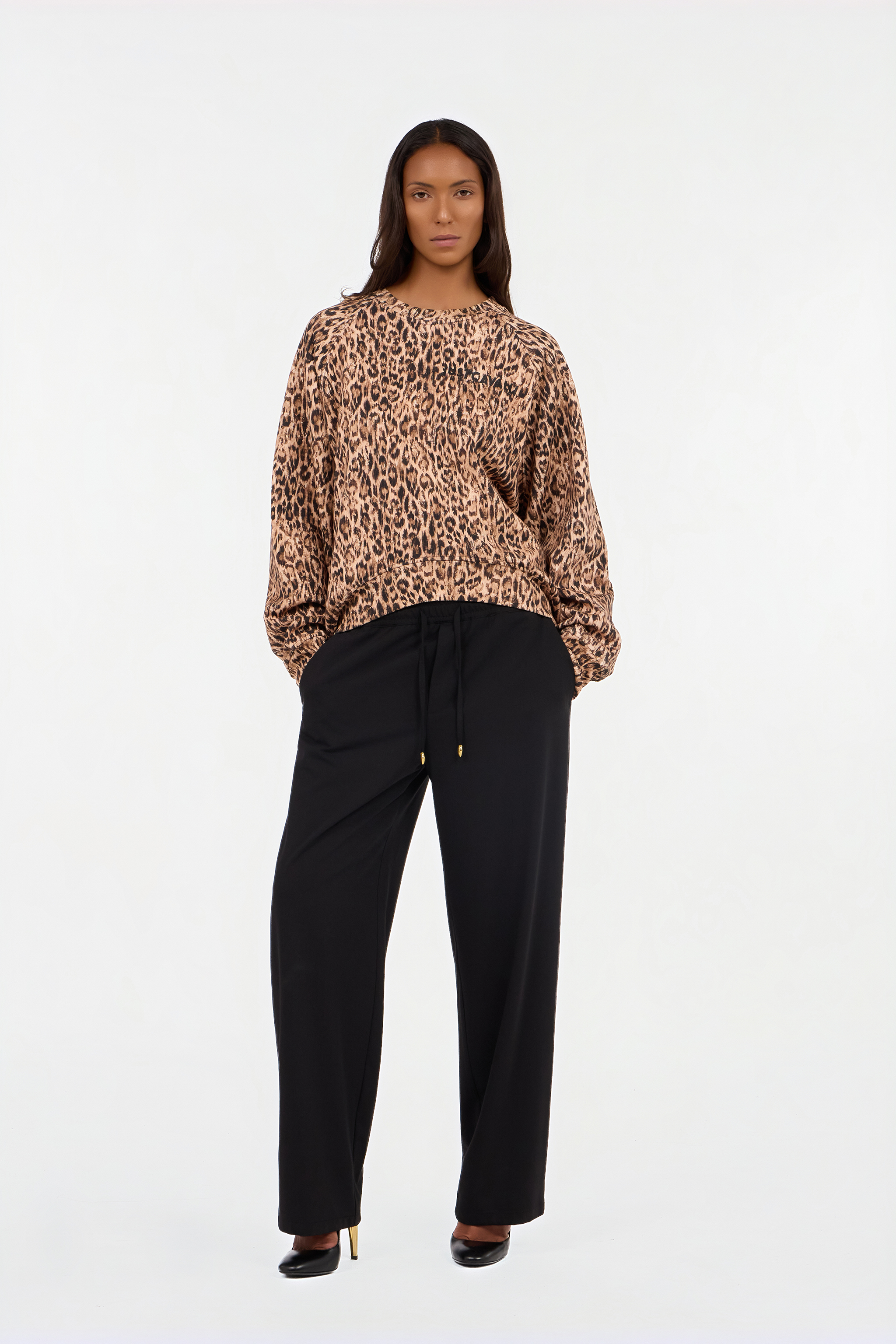 Roberto Cavalli Leopard Print Sweatshirt In Brown