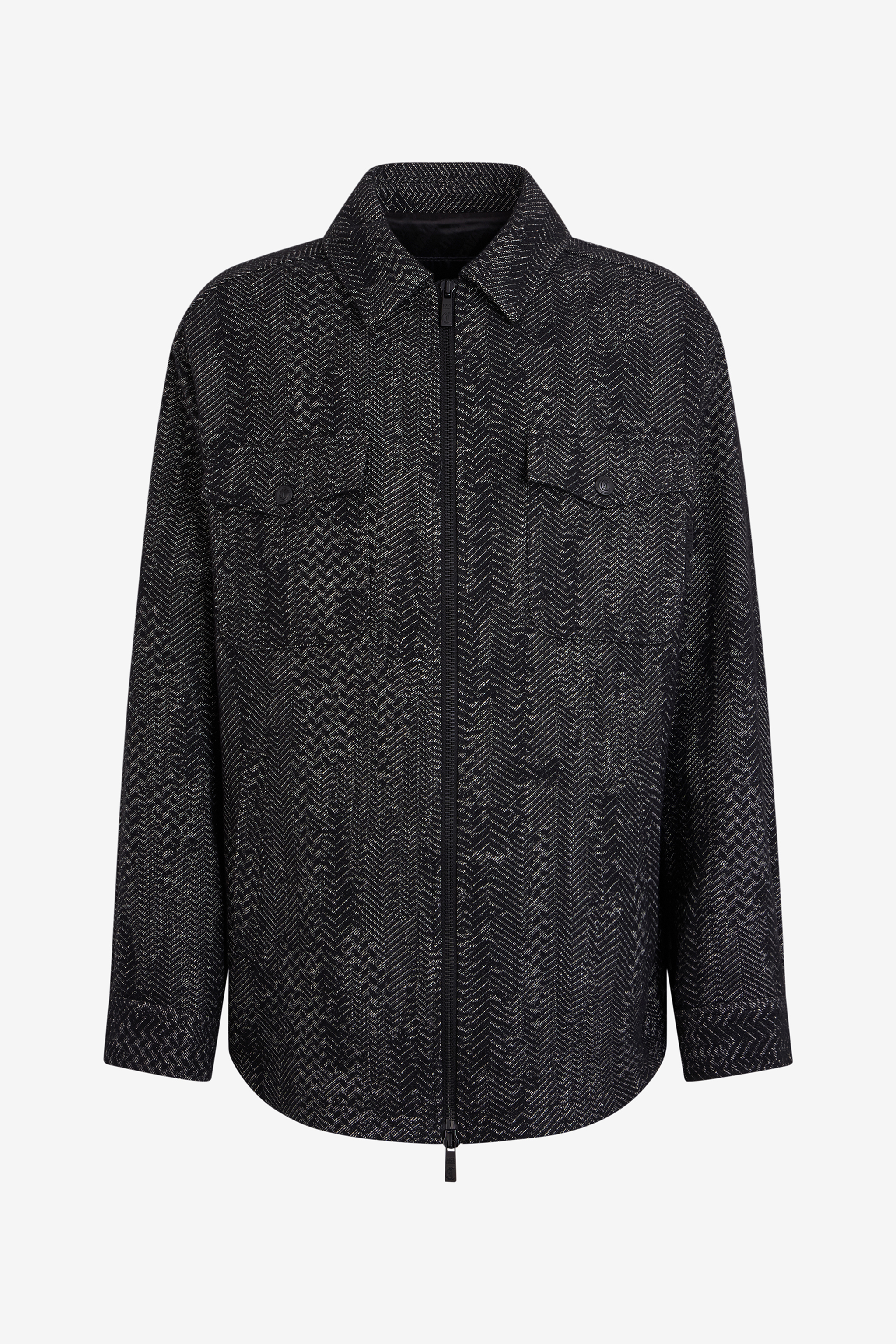 Roberto Cavalli Uomo Overshirt In Cotone E Lana Con Zip - Giacche Di Jeans Black 50 - Immagine 1
