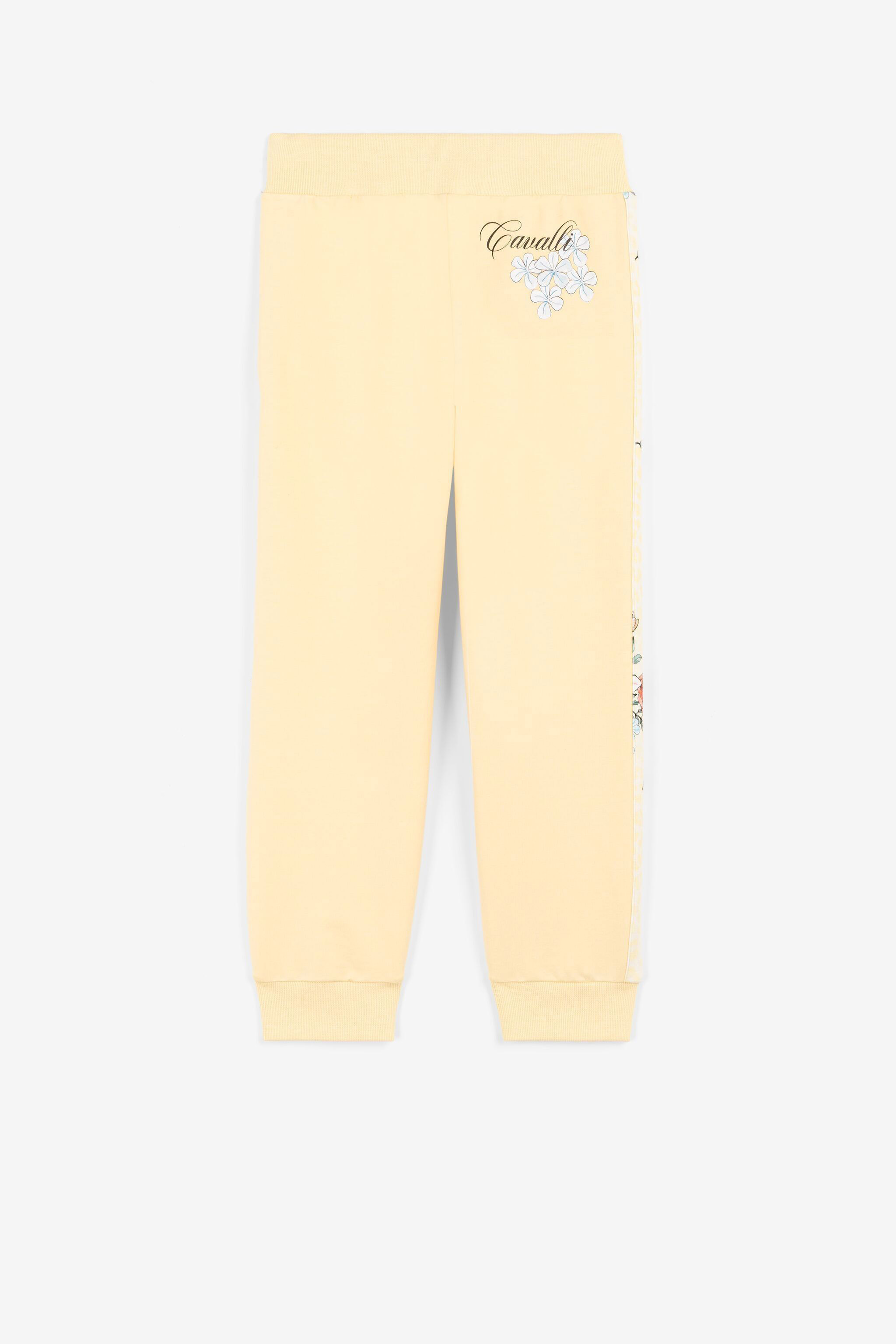 Roberto Cavalli Jaguar And Flower-print Sweatpants In Yellow