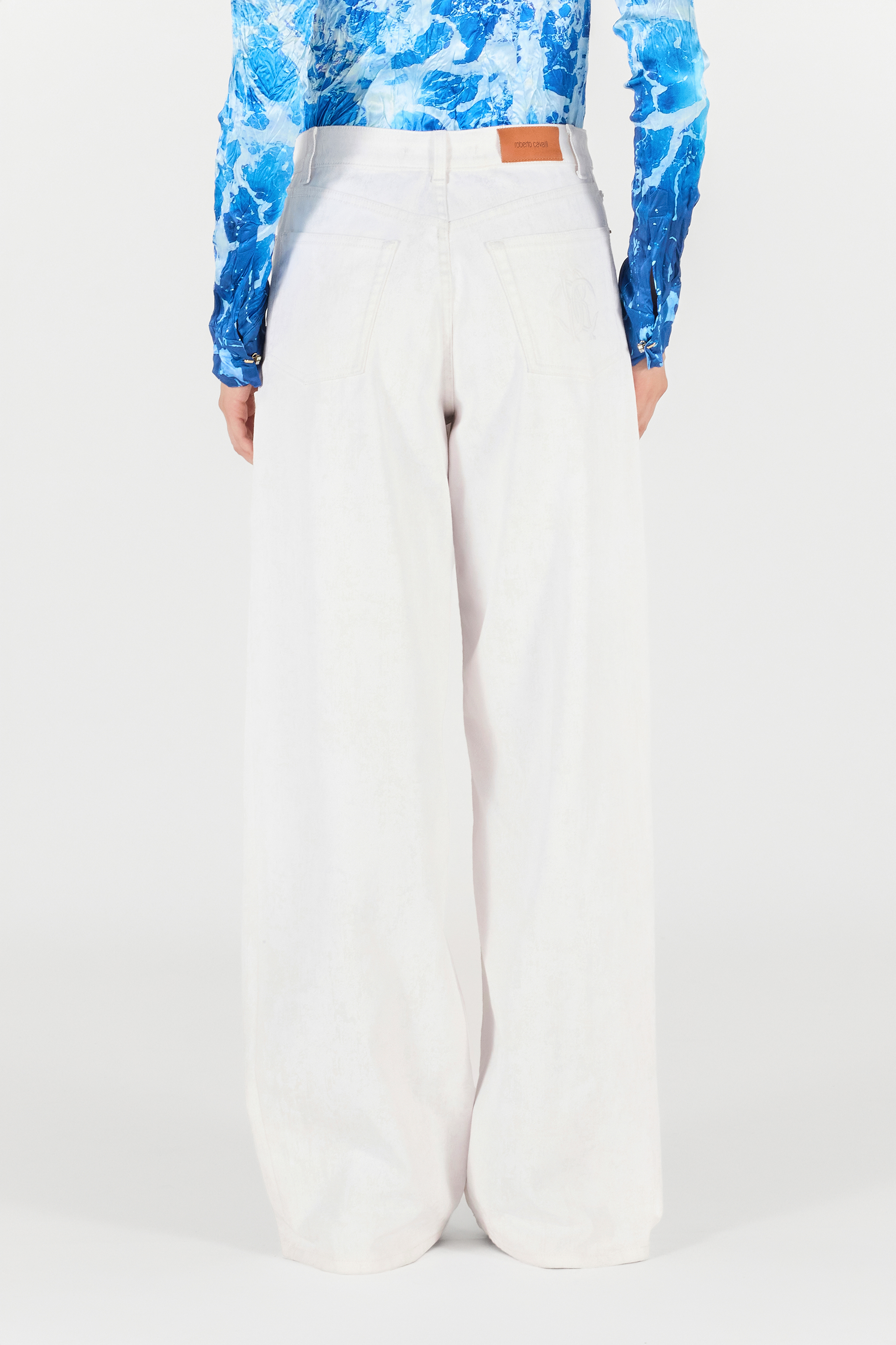 Roberto Cavalli Patterned-jacquard Trousers In White