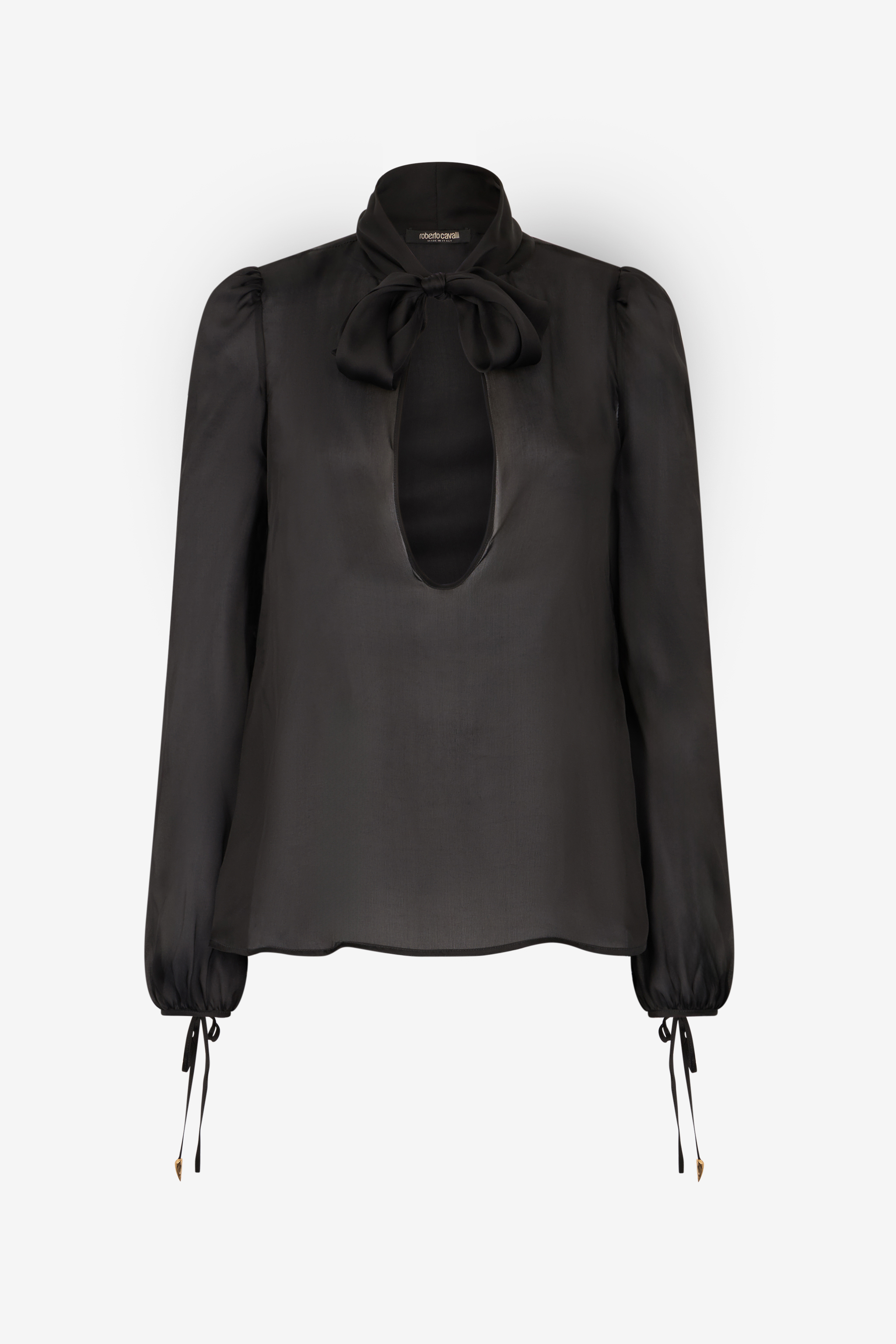 Roberto Cavalli Women's Black Shirt With Bow And Cutout - Ready To Wear
