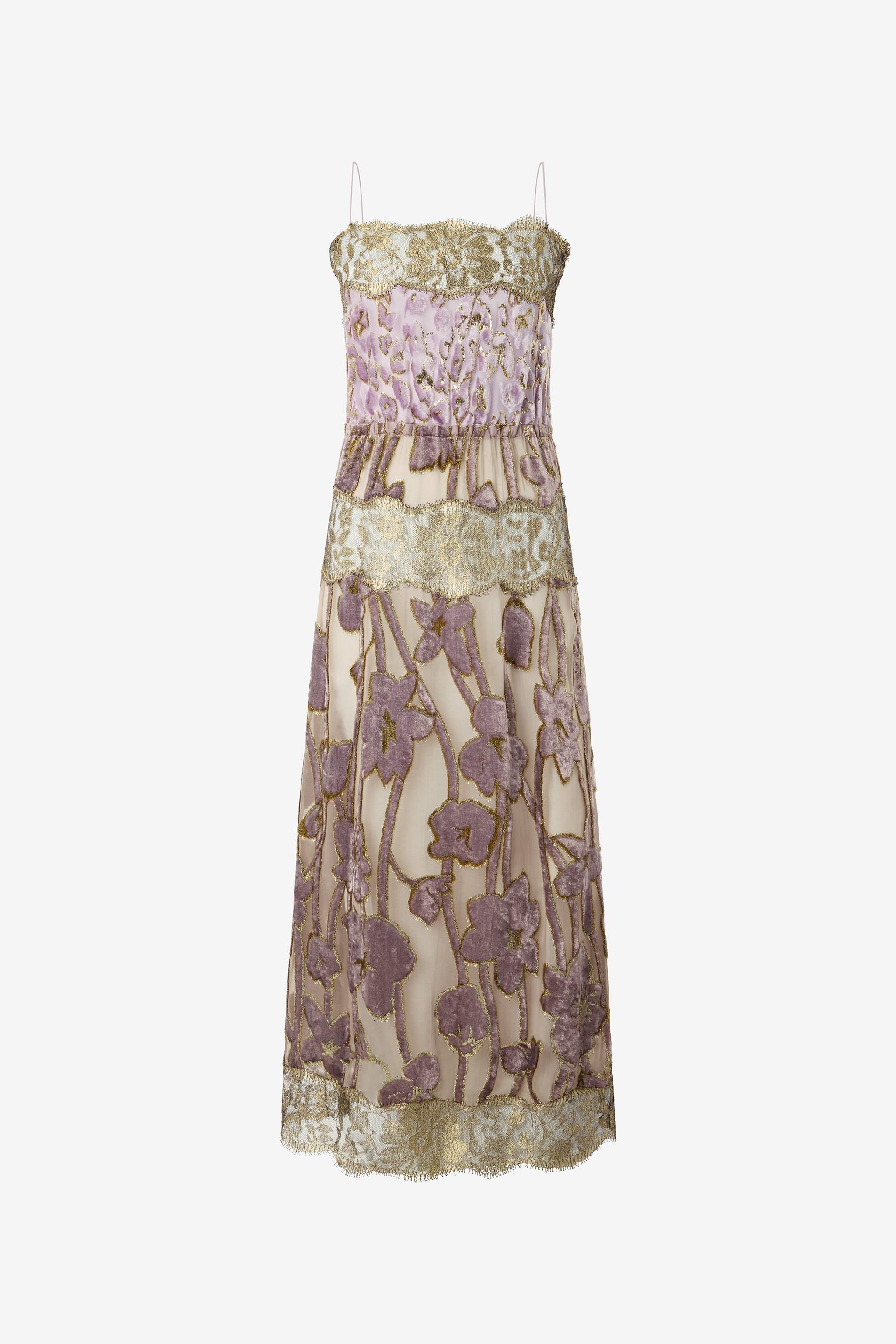 Nude And Lilac Dress With Floral Pattern