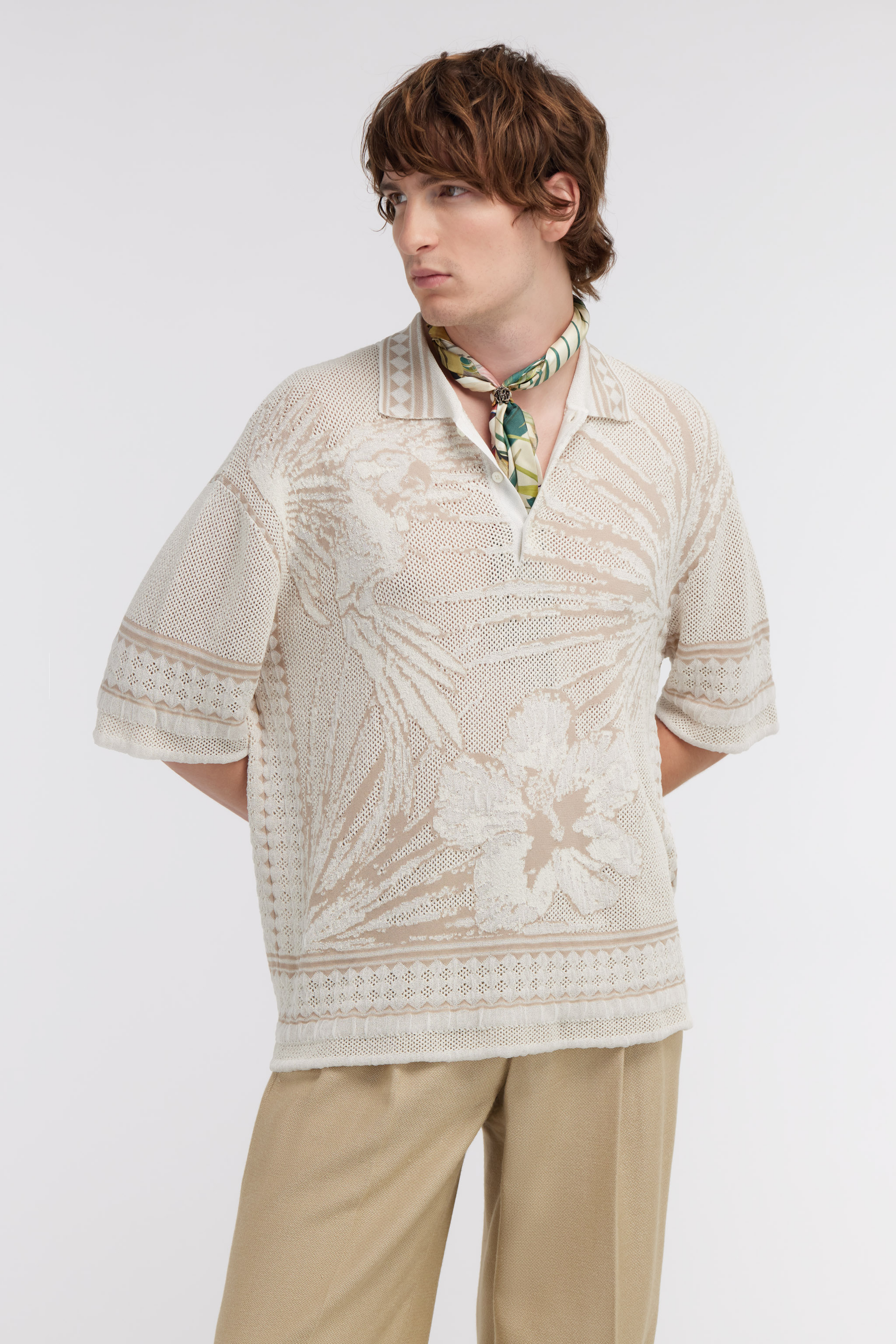 Roberto Cavalli Polo Shirt With Embroidery In Ivory