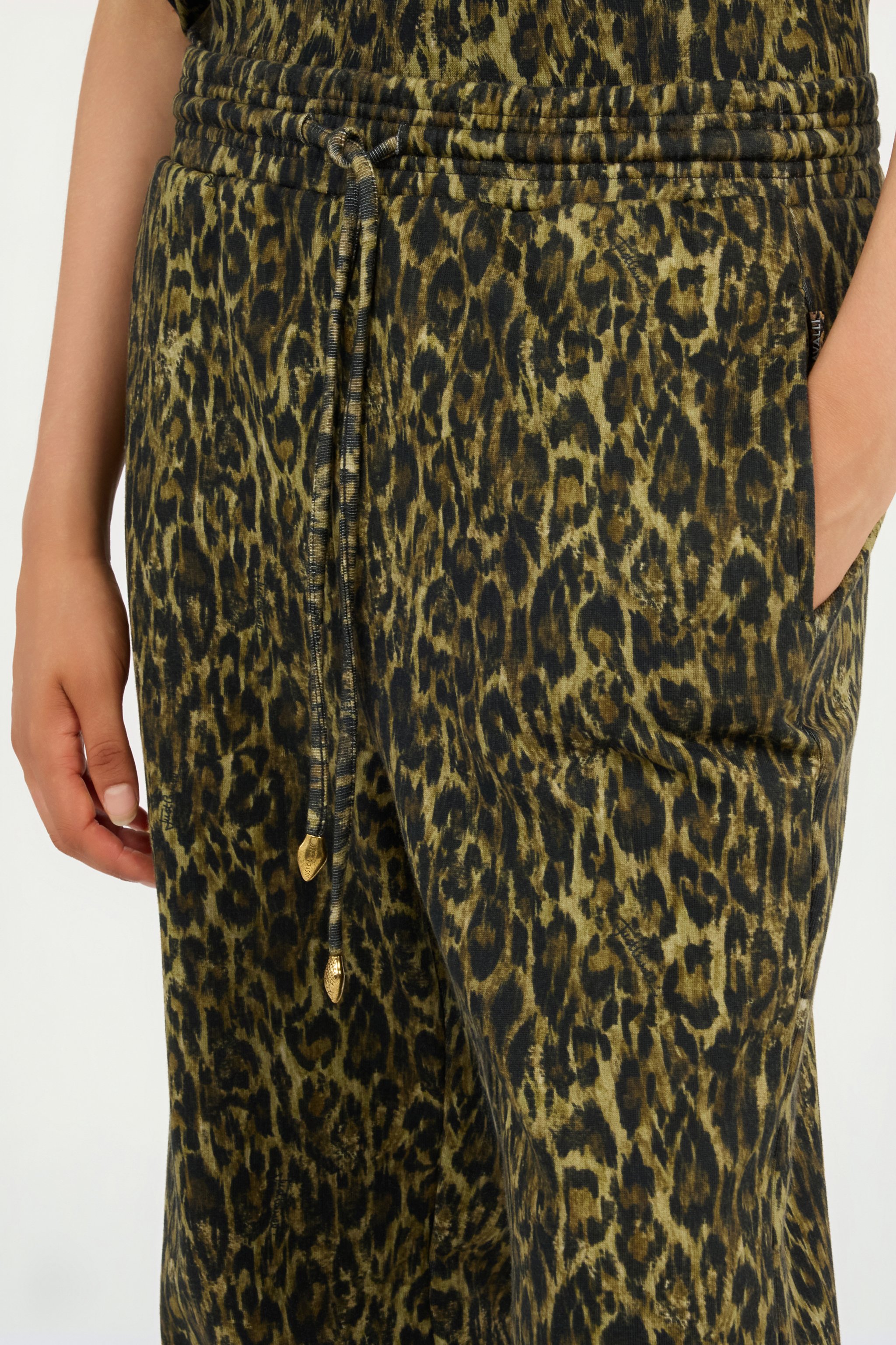 Roberto Cavalli Leopard Print Trousers In Green