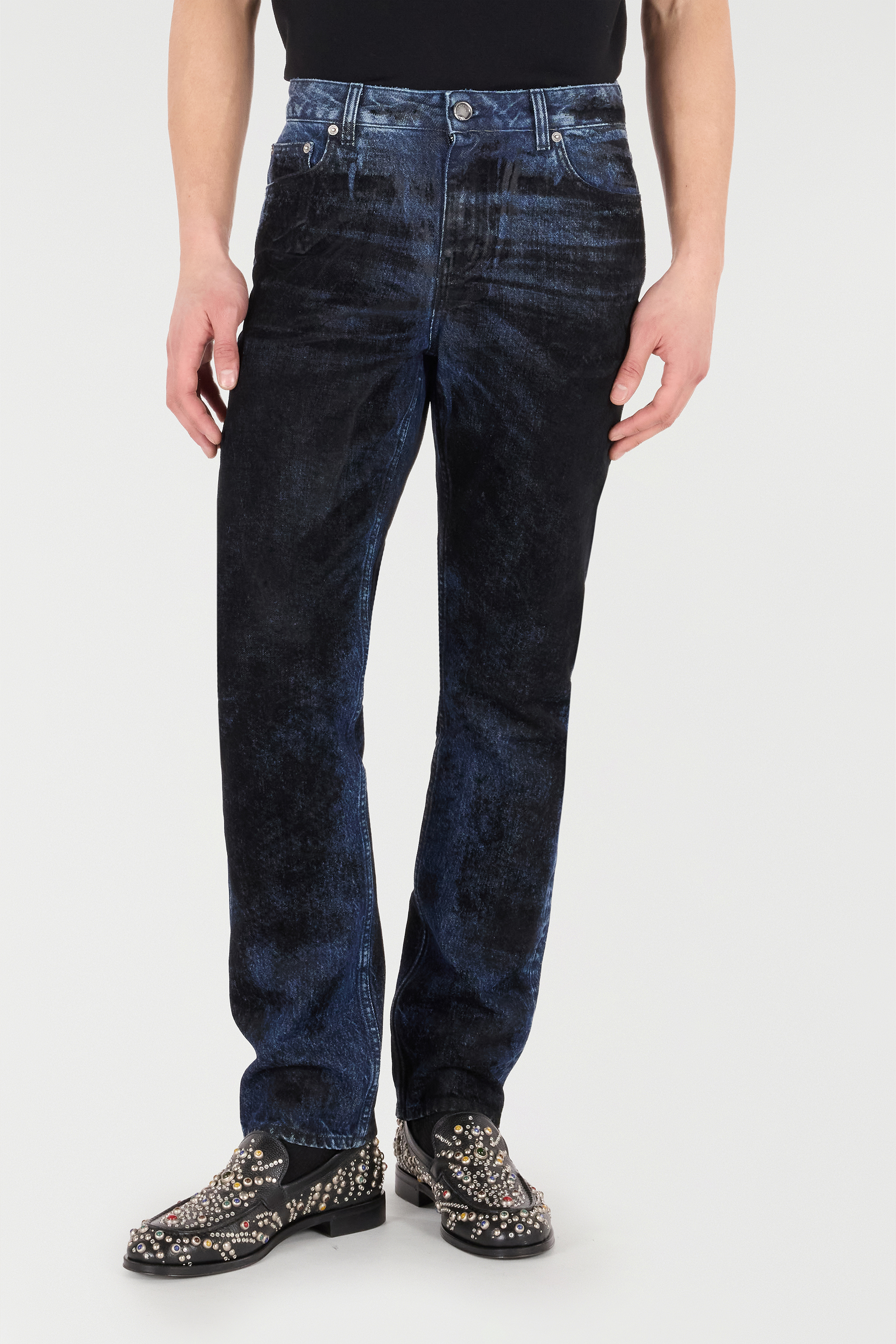  Roberto Cavalli Jeans With Contrasting Discoloration Detailing - Male Promo Sale Fw2025 Dark Blue 36 