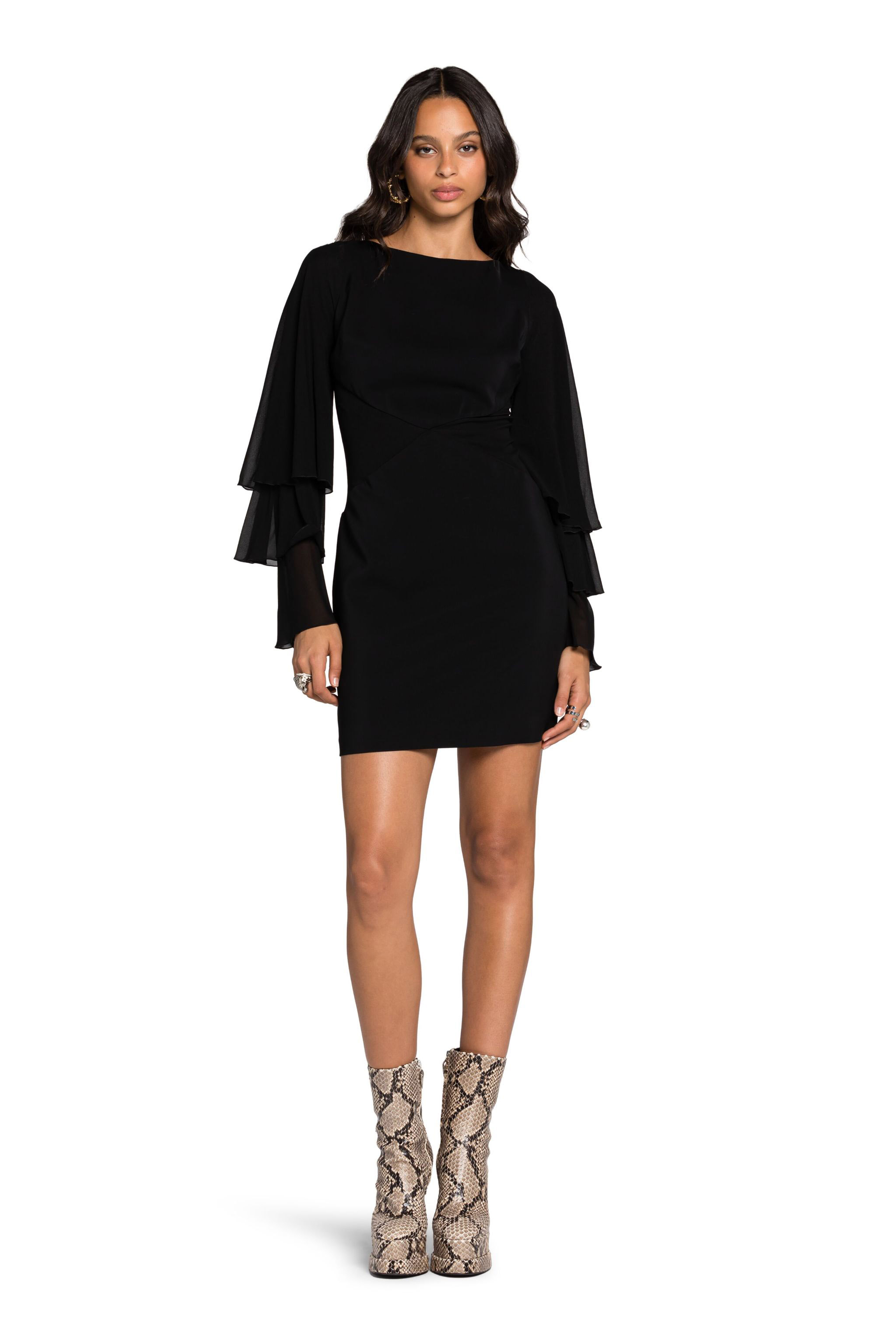 Roberto Cavalli Open-back Panelled Minidress In Black