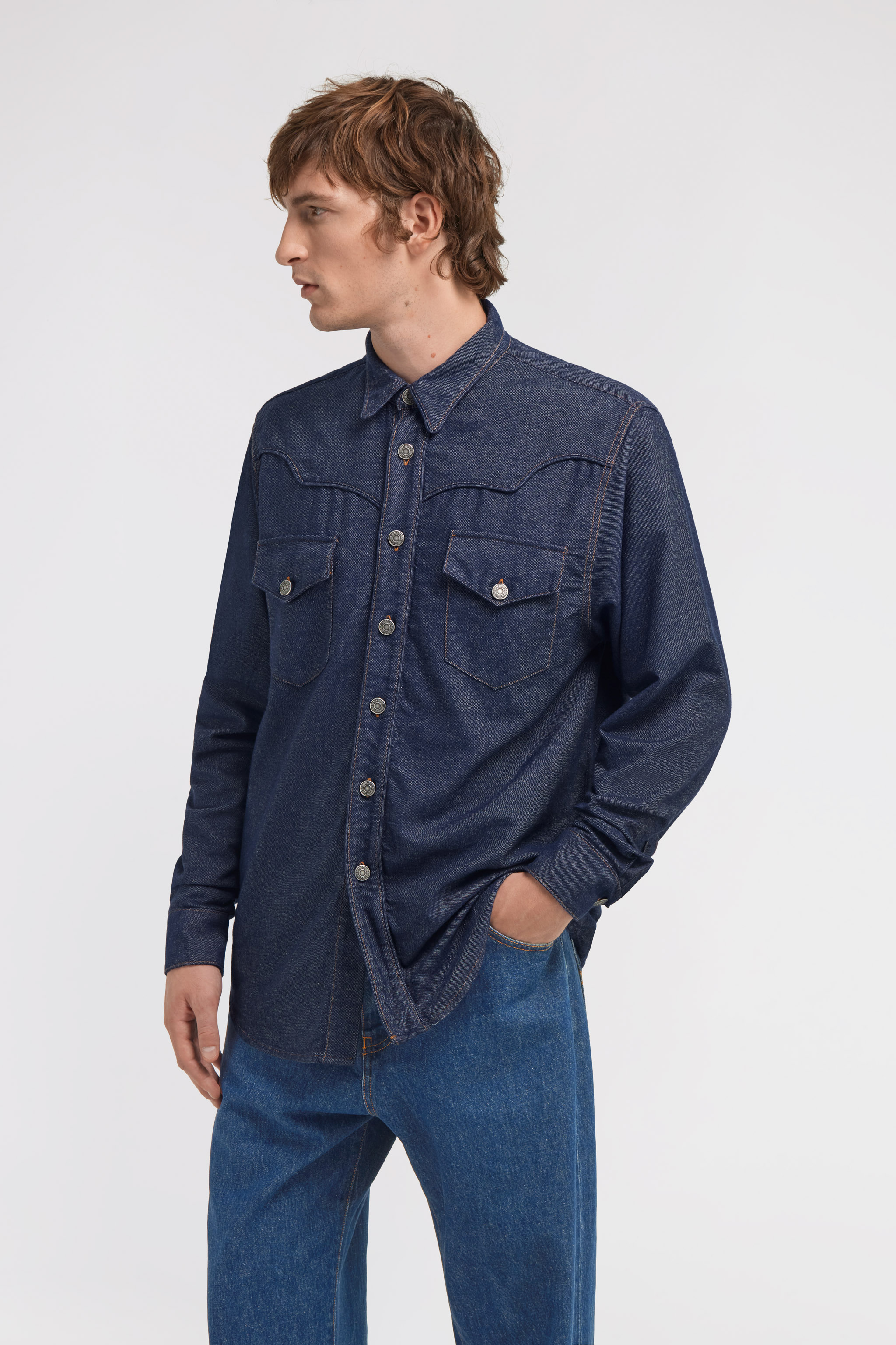 Roberto Cavalli Pocket Jeans Shirt In Blue