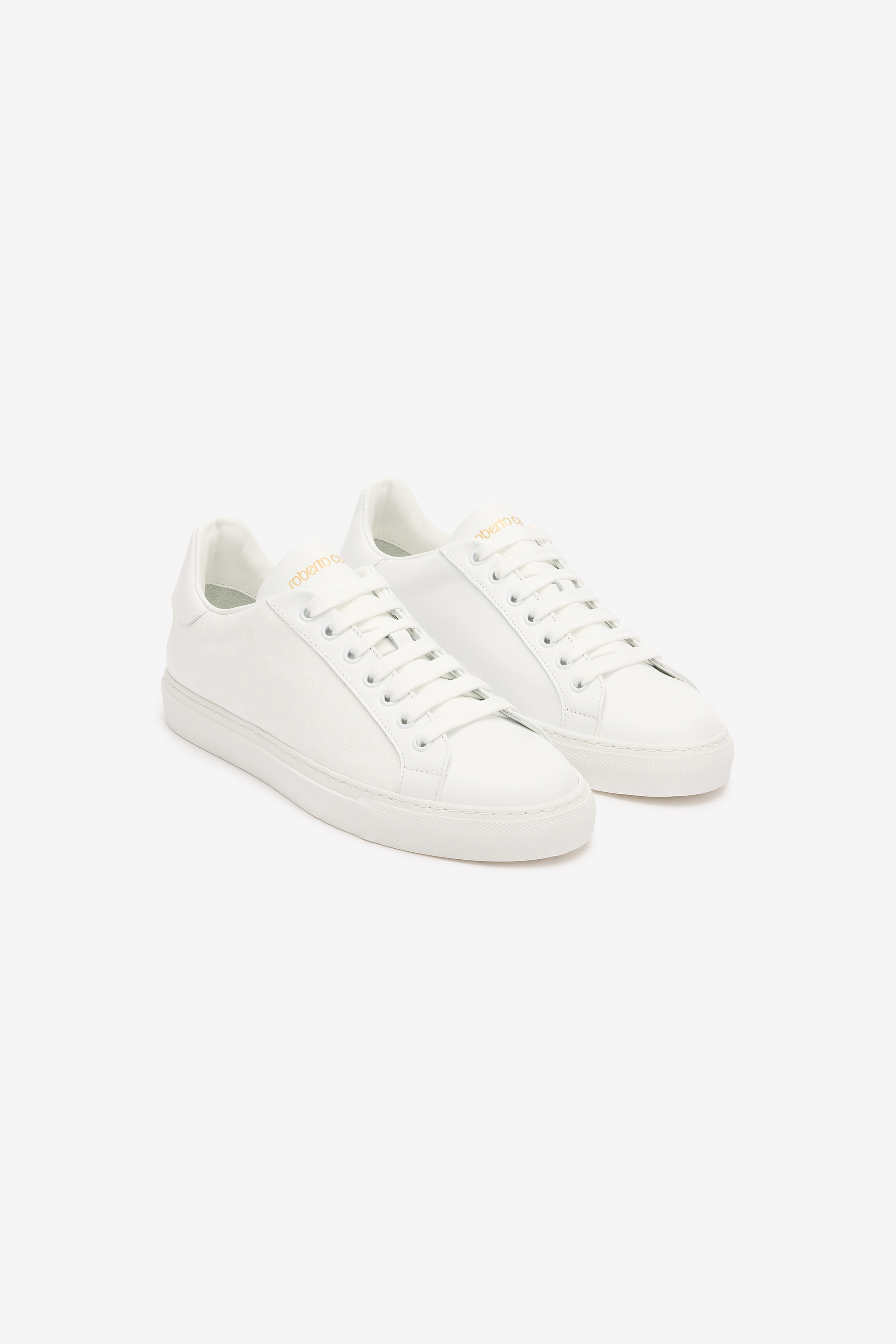 Roberto Cavalli Sneakers With All-over Rc Monogram In White