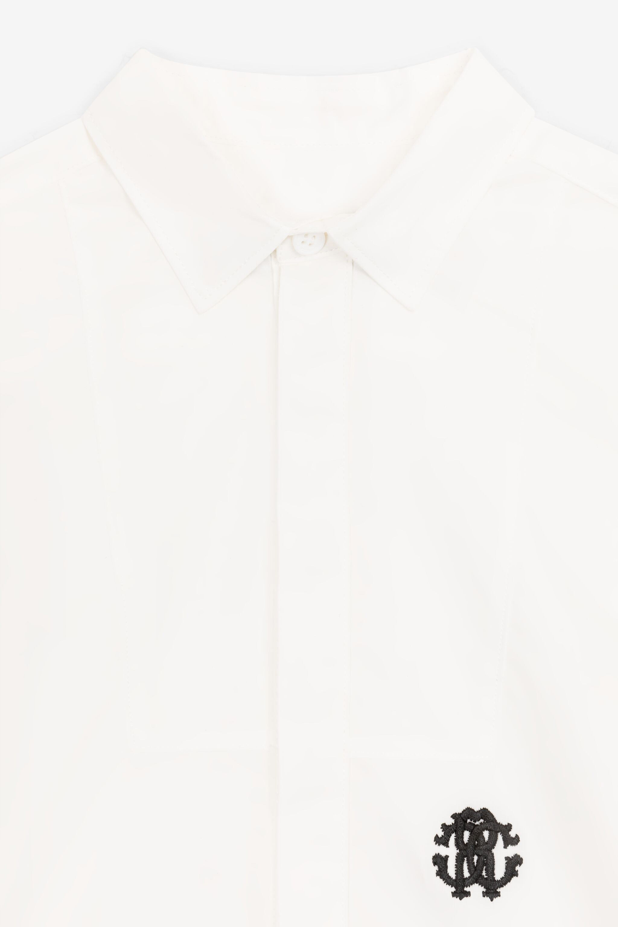 Roberto Cavalli Rc Monogram-embroidered Cotton Shirt In White