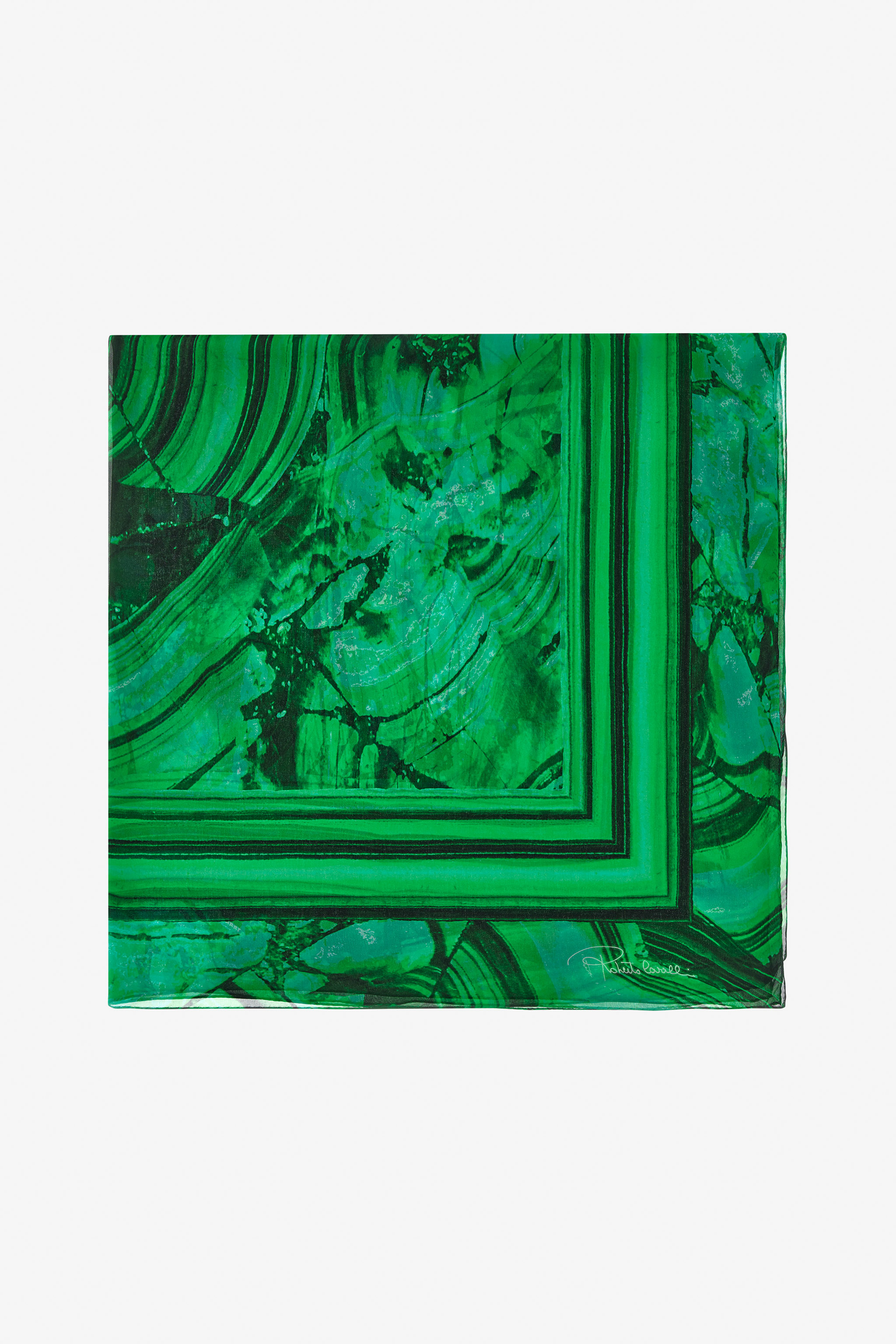 ROBERTO CAVALLI SILK SHAWL WITH MALACHITE PRINT