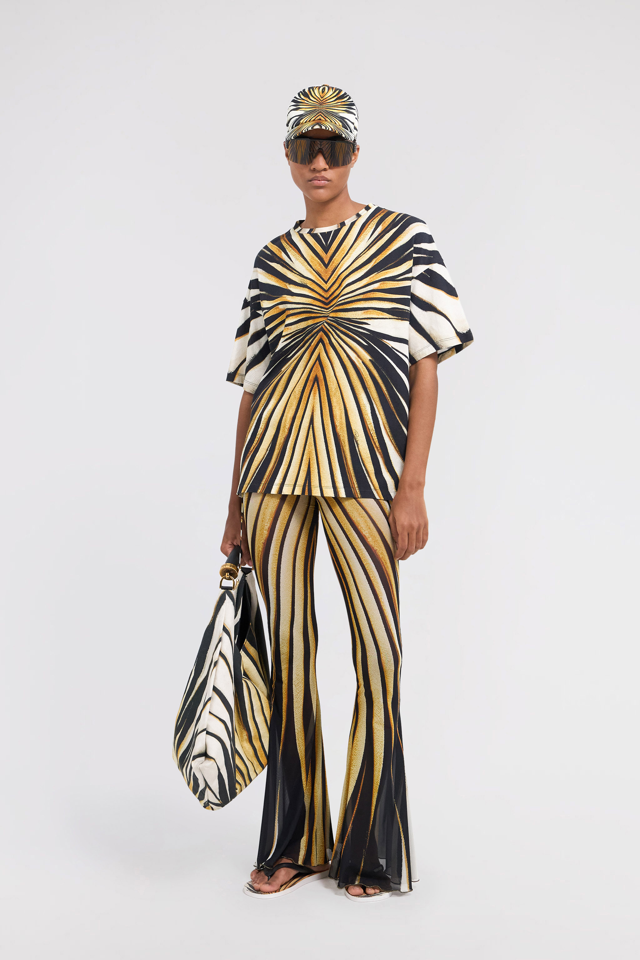 ROBERTO CAVALLI RAY OF GOLD DRUCK T-SHIRT