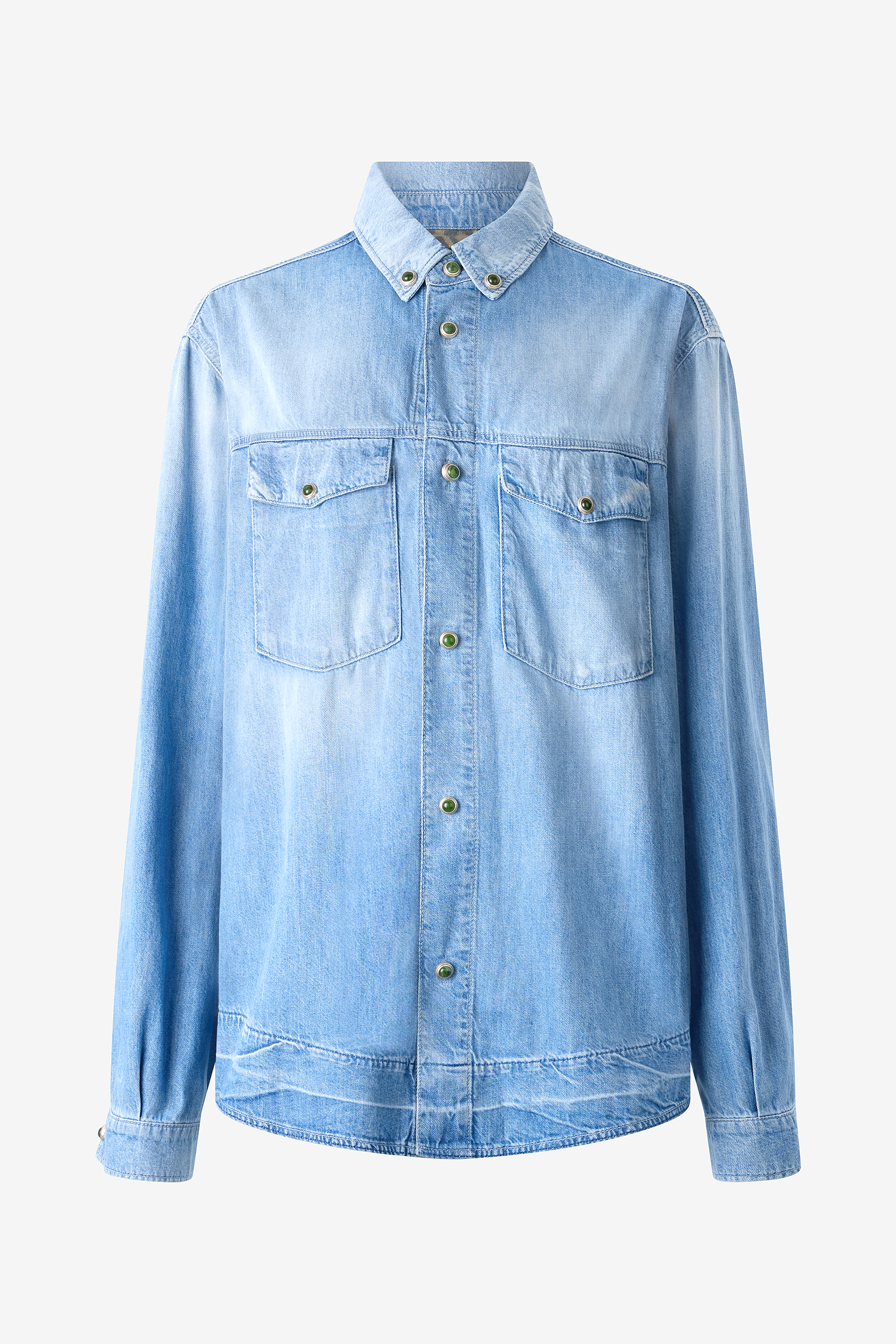 Roberto Cavalli Denim Shirt With Jewel Buttons In Blue