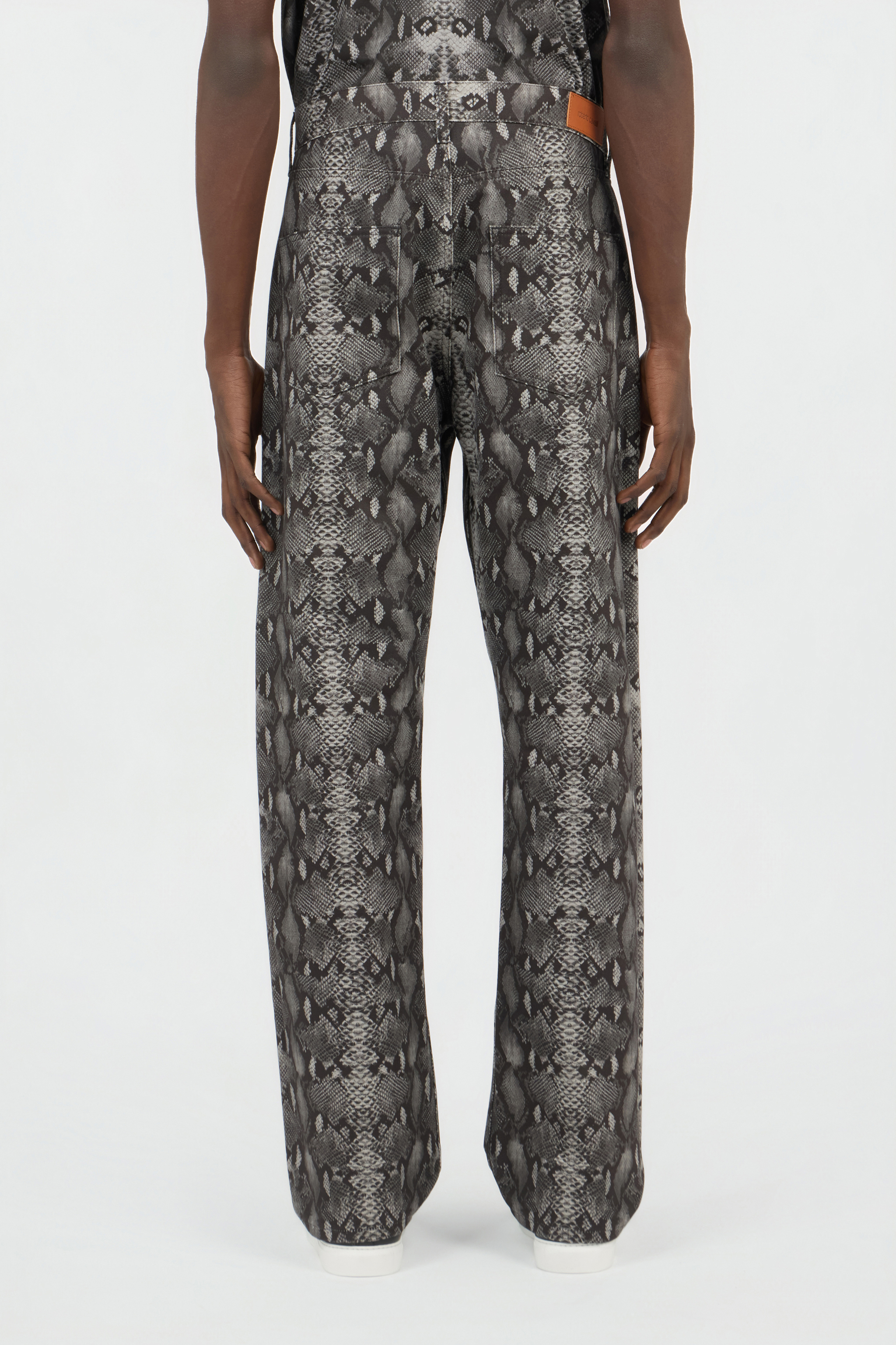 Roberto Cavalli Python Print Denim Jeans In Animal Print