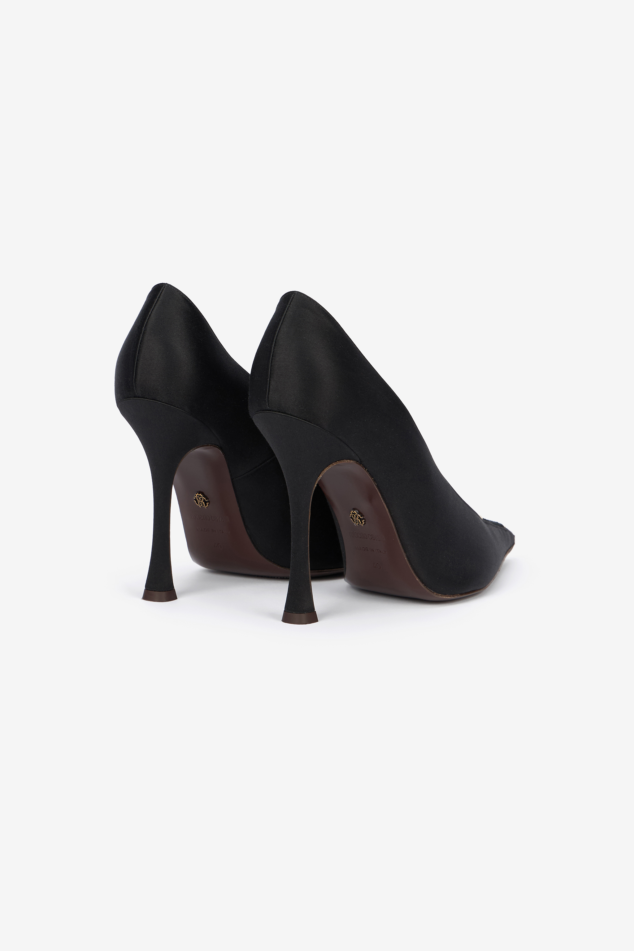 Roberto Cavalli Black Pumps With Leaf Insert In Black