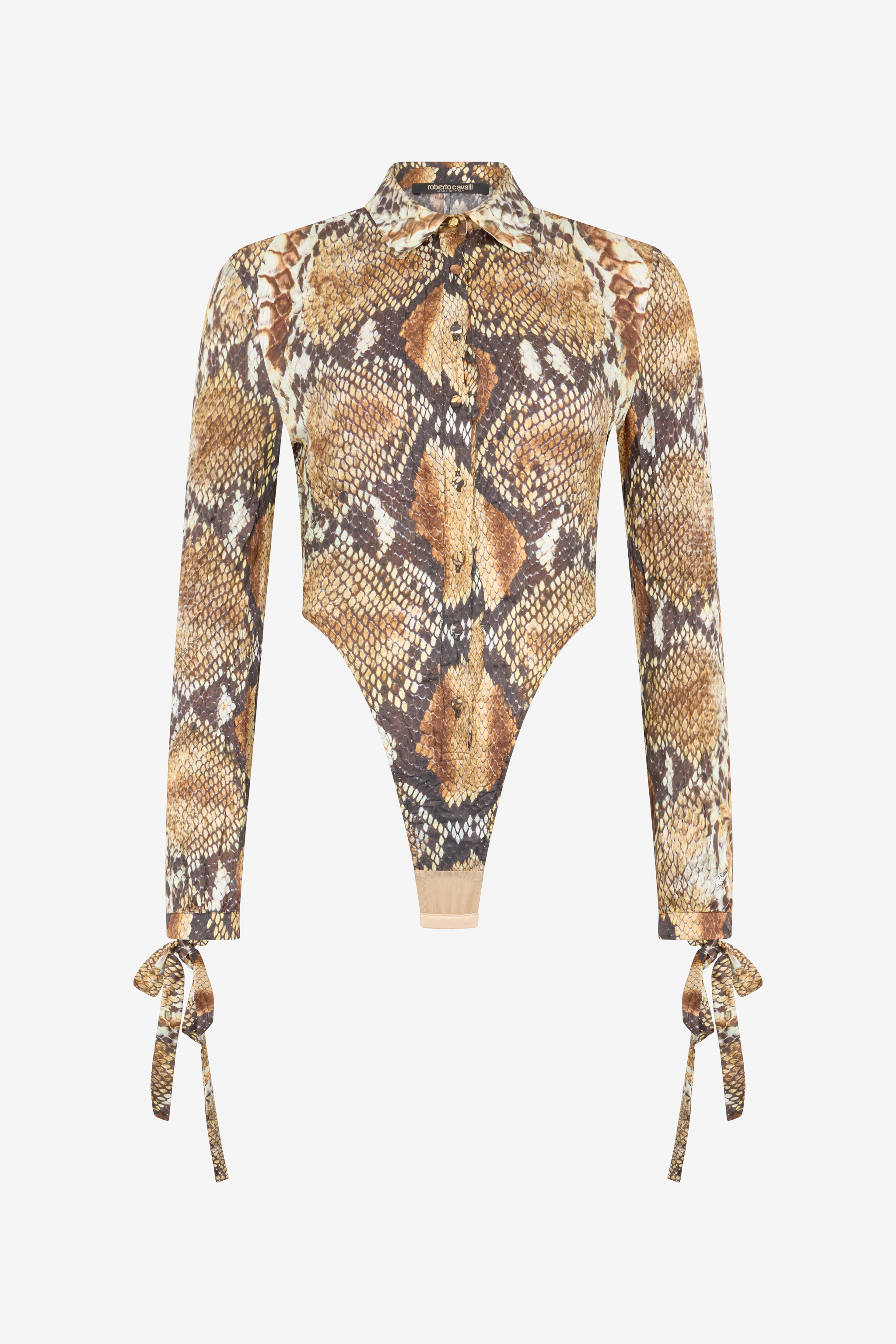 Roberto Cavalli Python Print Shirt Bodysuit - Female - Full-Body - Multicolor - L - Tops - Image 2