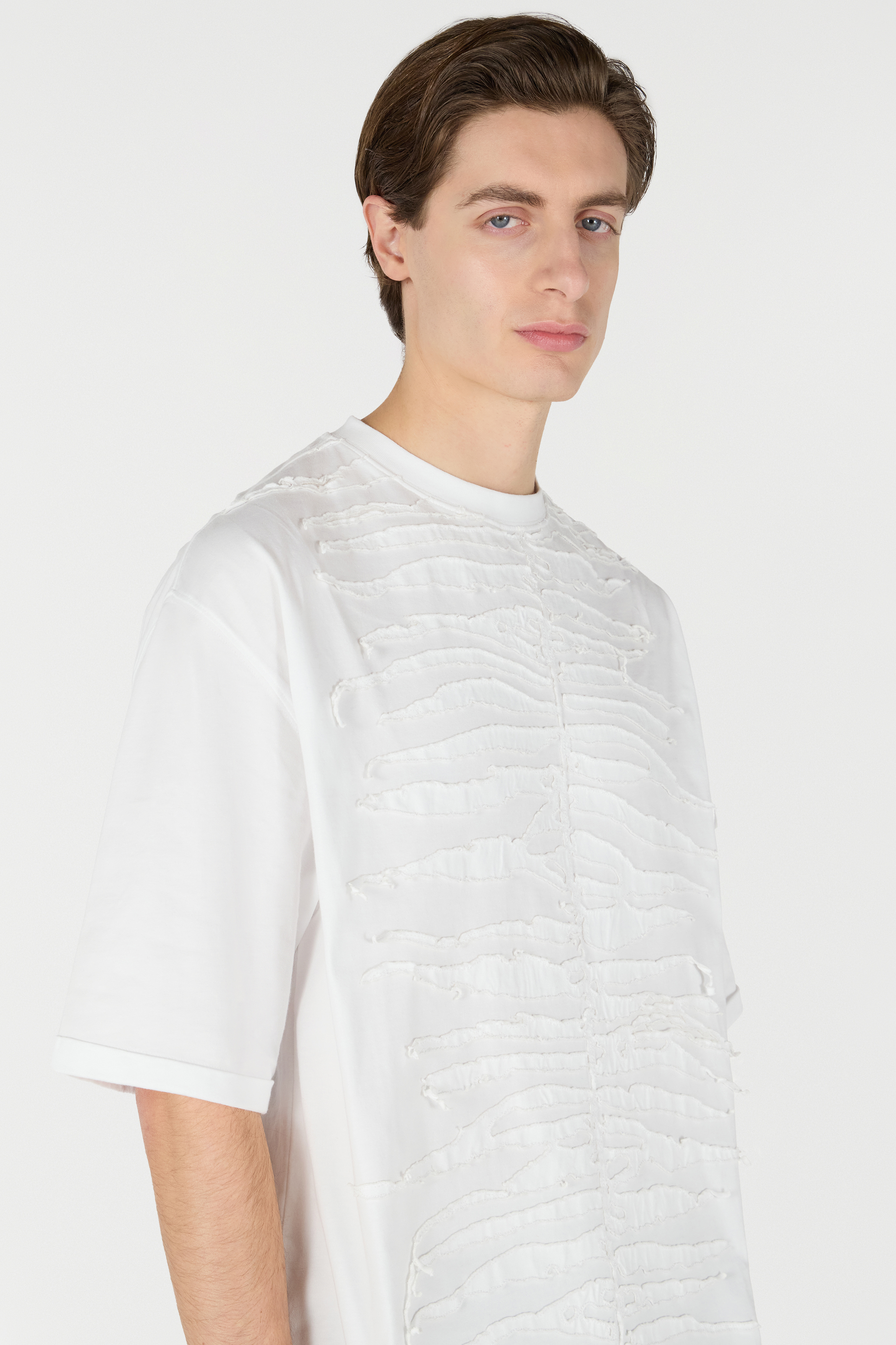 Roberto Cavalli T-shirt With Textured Zebra Pattern In White