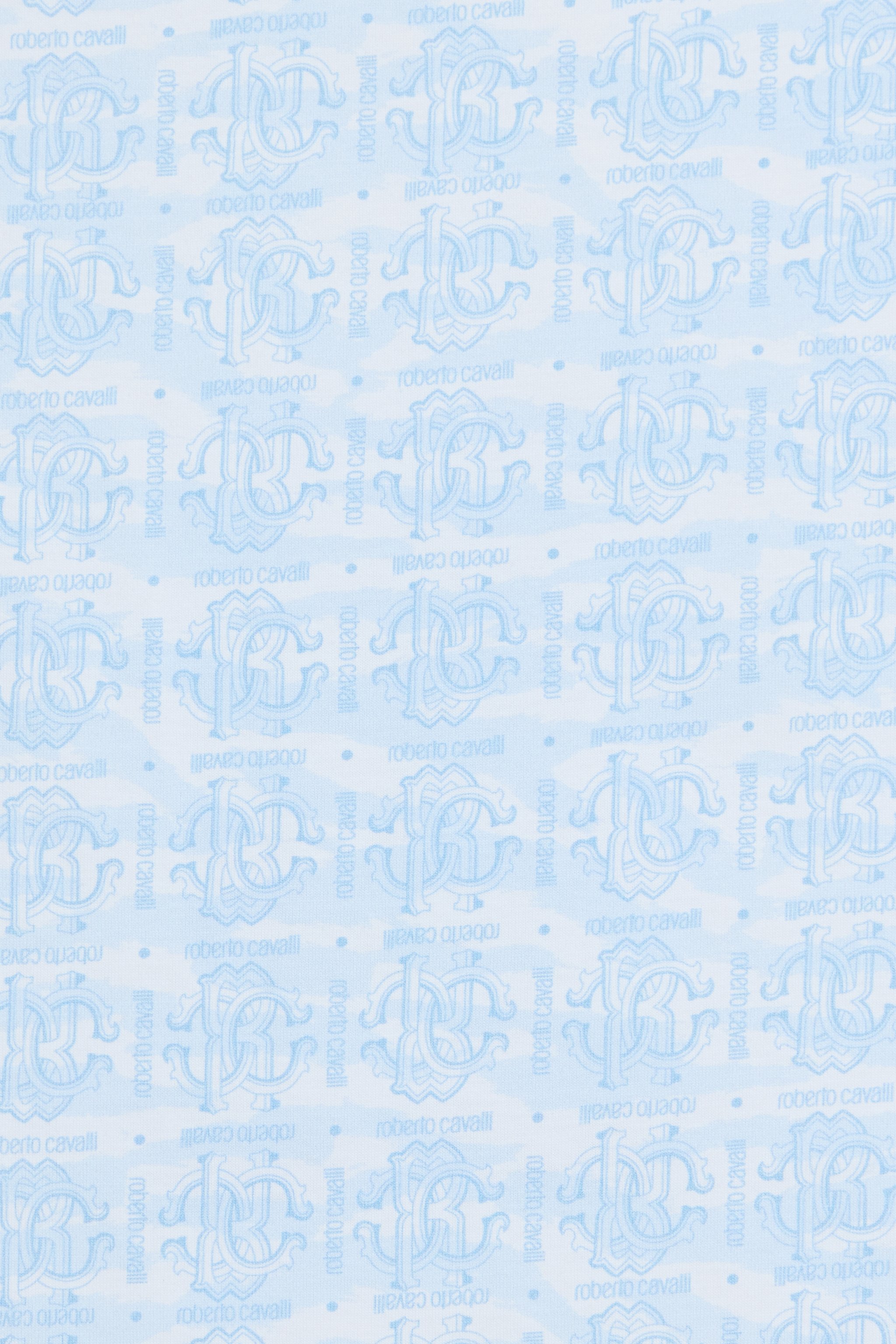 Roberto Cavalli Baby Blue Blanket With Monogram And Logo Print In Blue