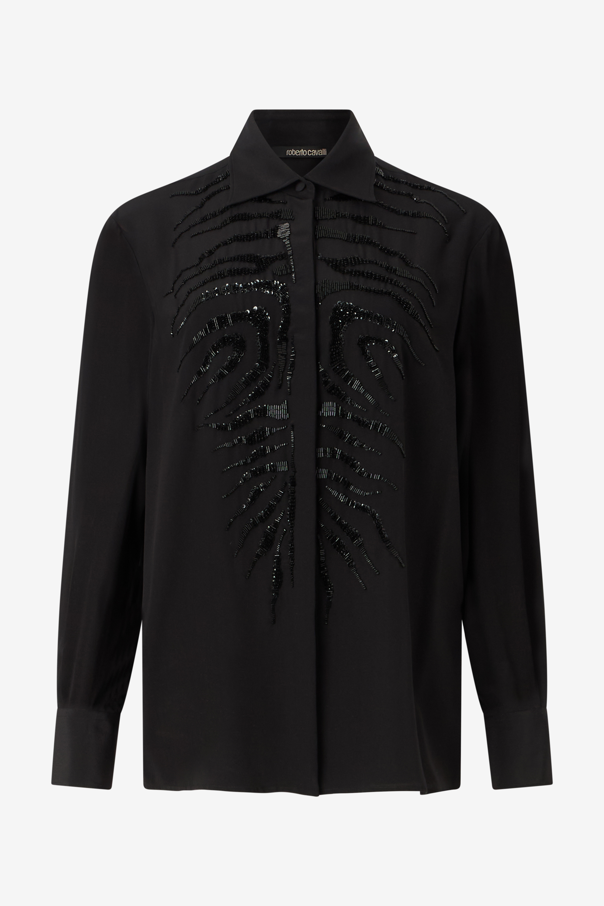 Roberto Cavalli Women's Black Sequined Tiger Skin Shirt - Ready To Wear