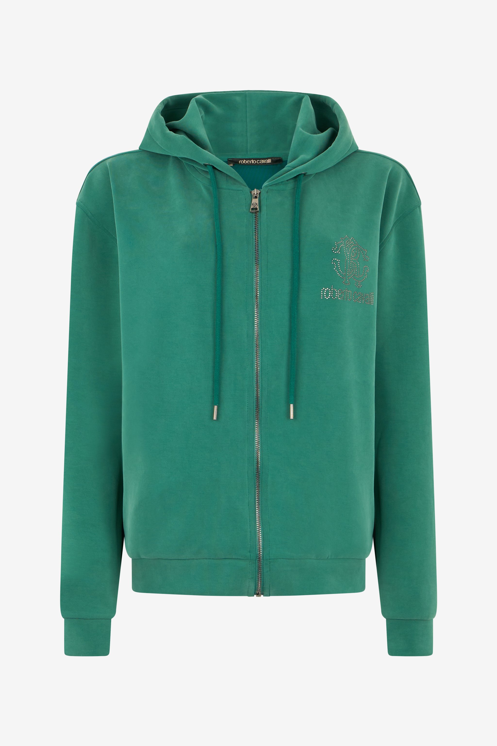 ROBERTO CAVALLI GRÜNES HOODIE-SWEATSHIRT MIT RC MONOGRAM-LOGO