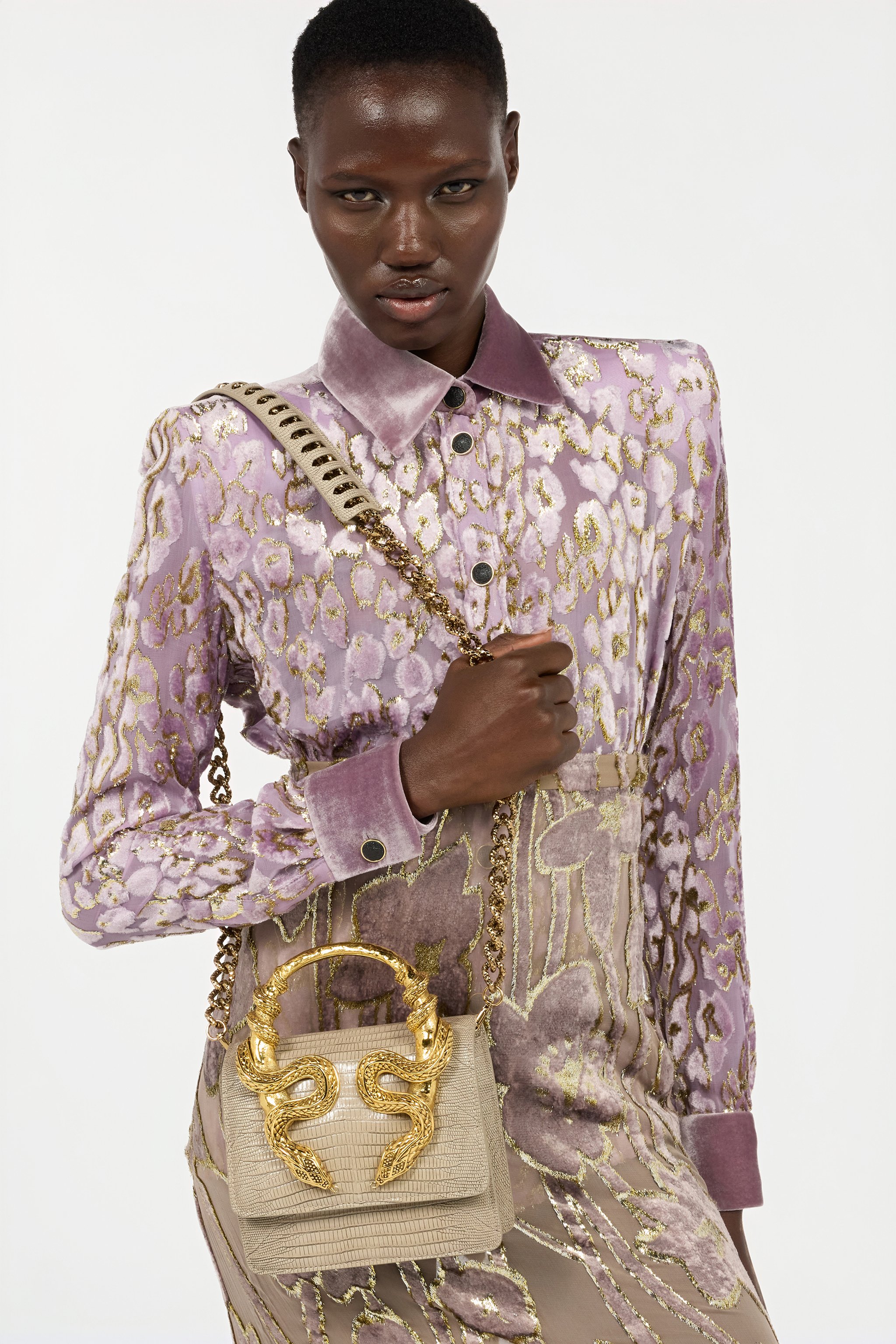 Roberto Cavalli Ivory Bag With Snakes In White
