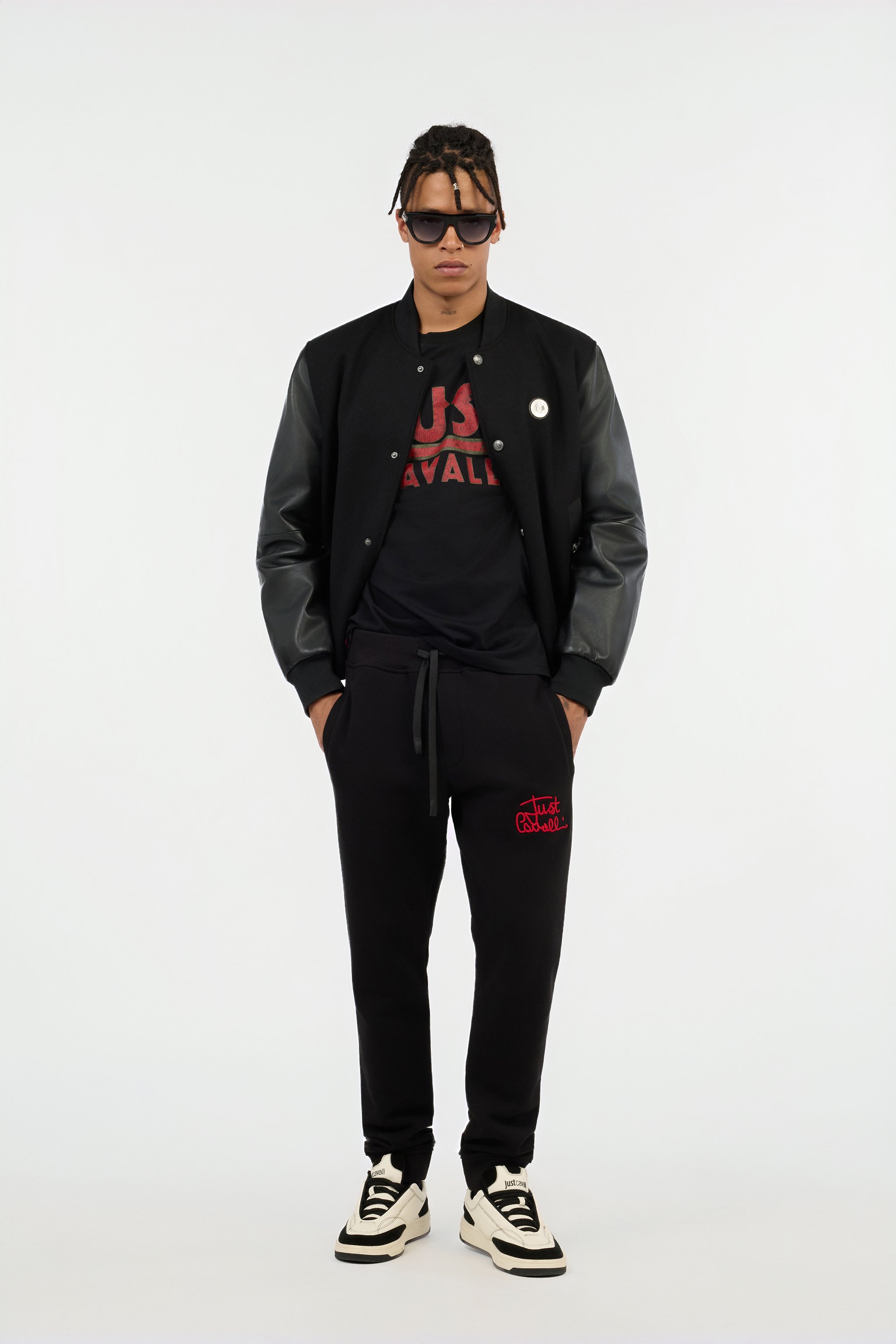 Black Trousers Joggers With Embroidered Logo