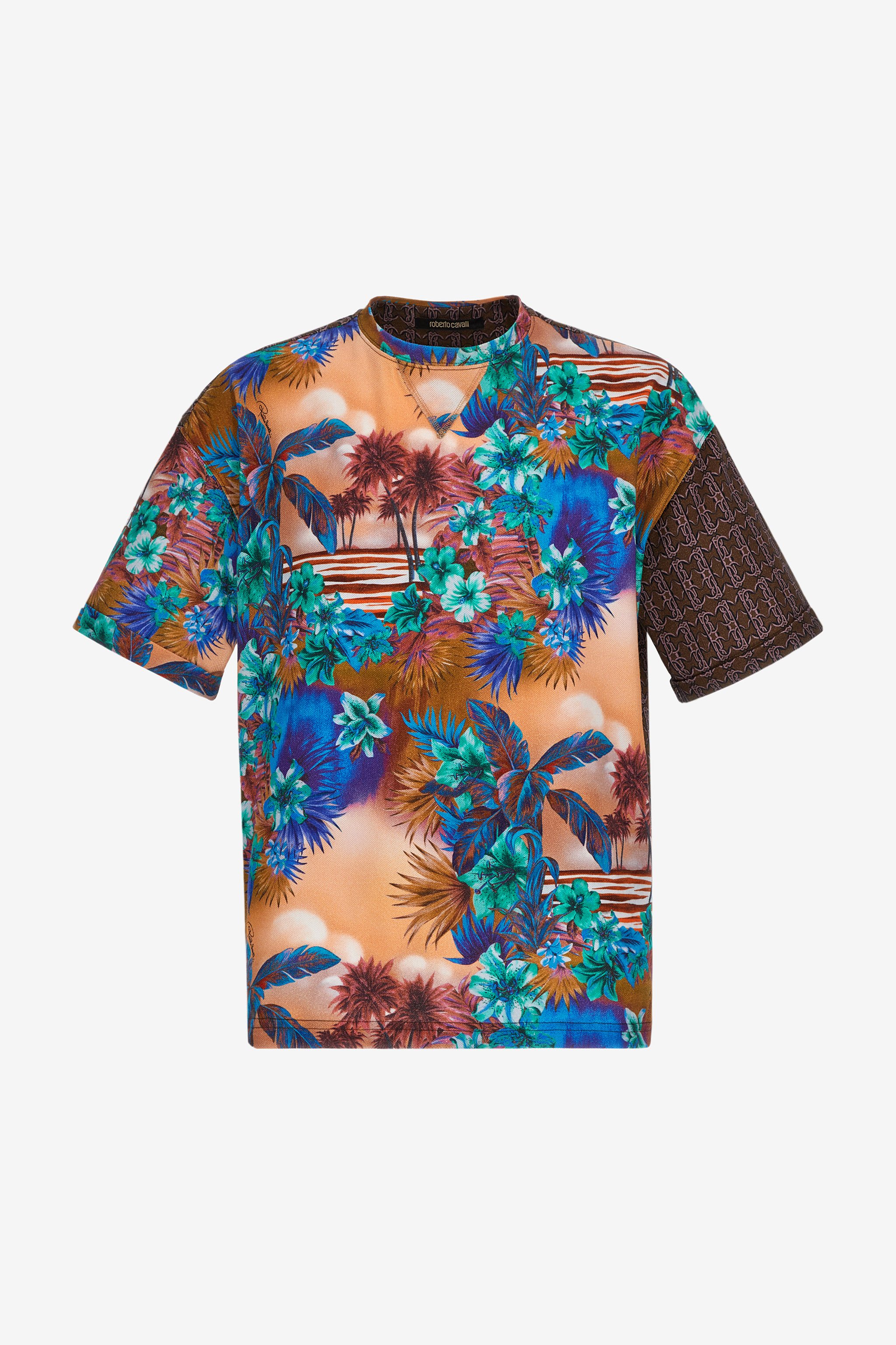 Roberto Cavalli Hawaii Print T-shirt In Orange