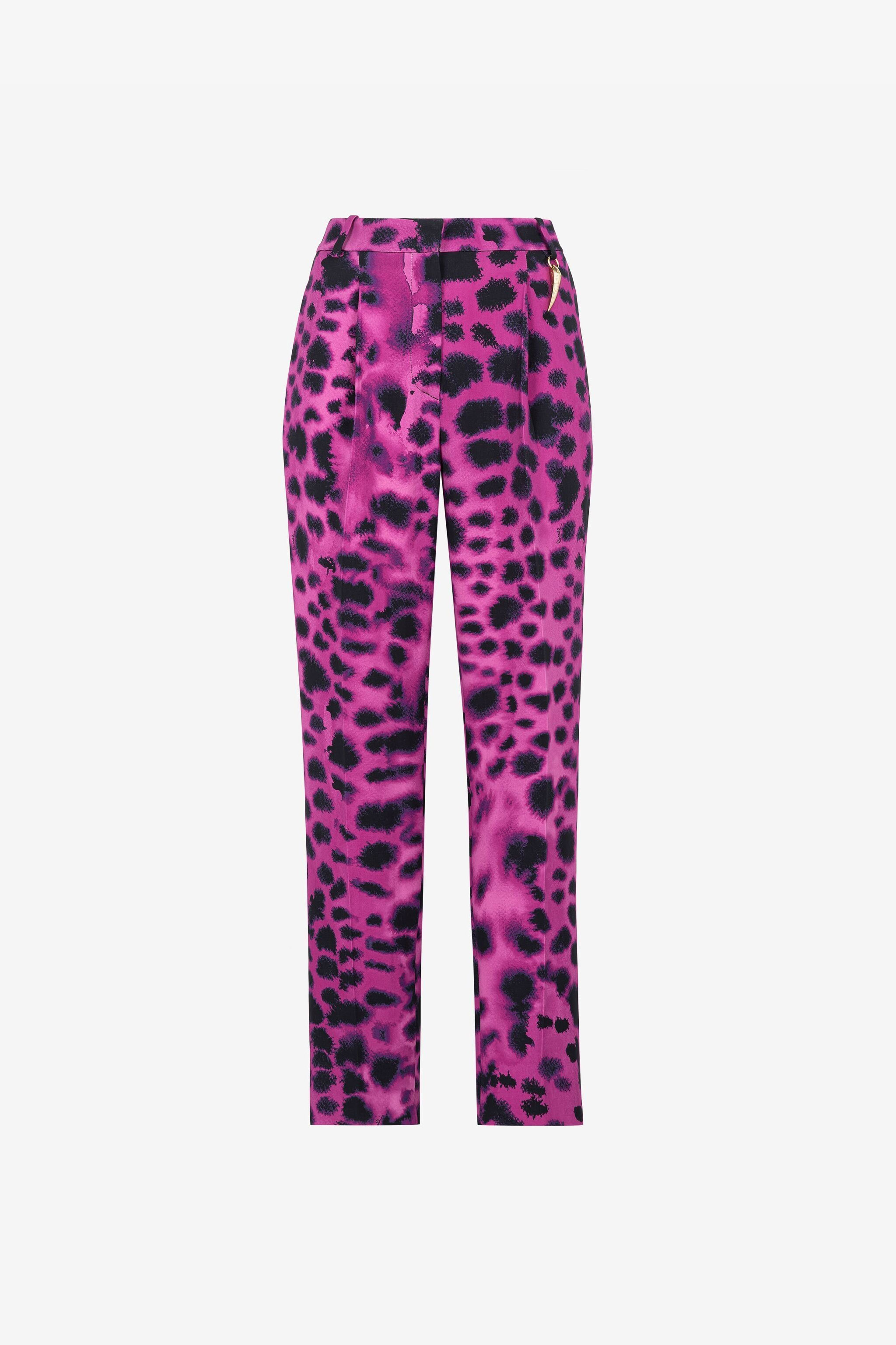 Roberto Cavalli Pattern Printed Straight Tube Trousers In Purple