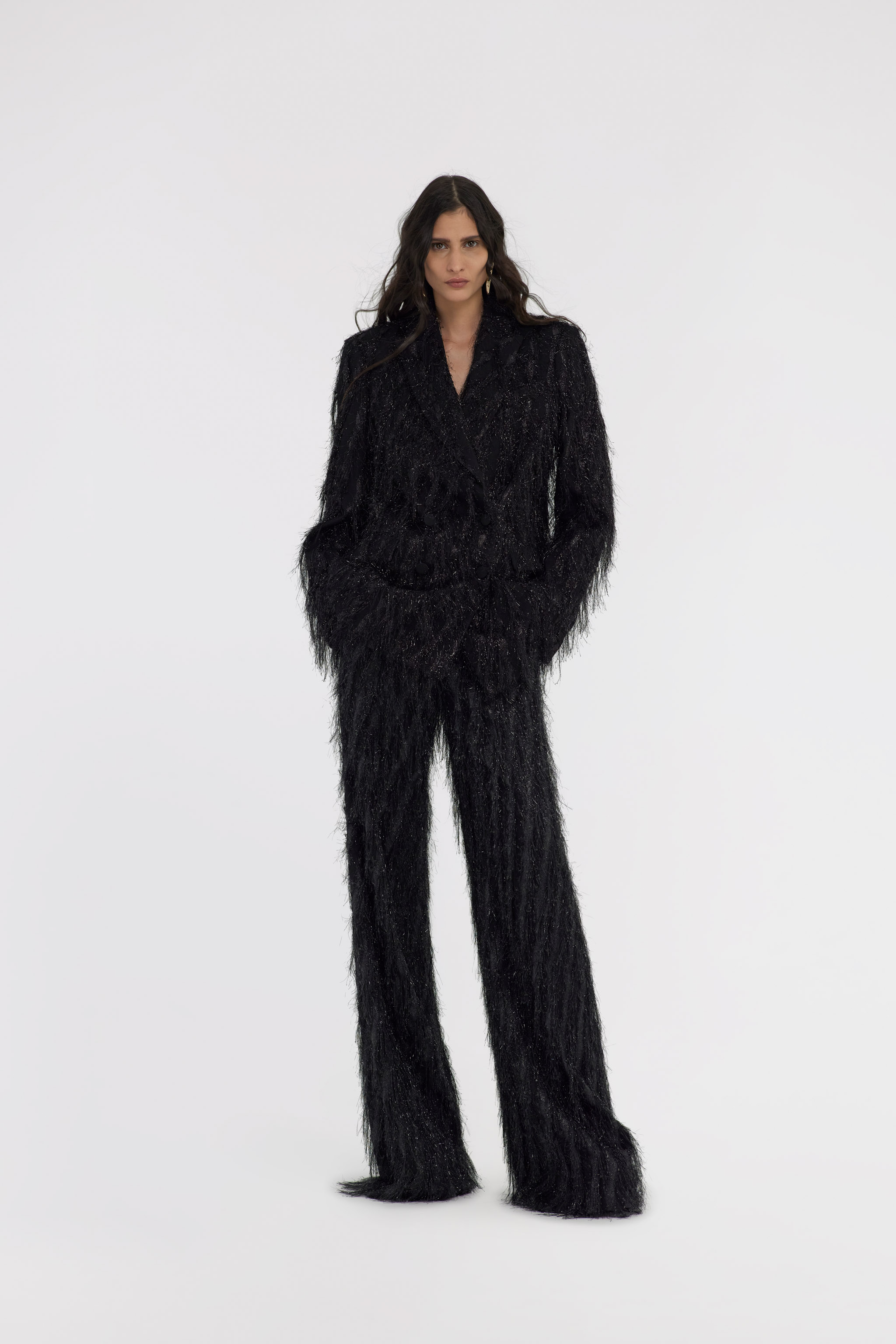 Roberto Cavalli Lurex Trousers In Black
