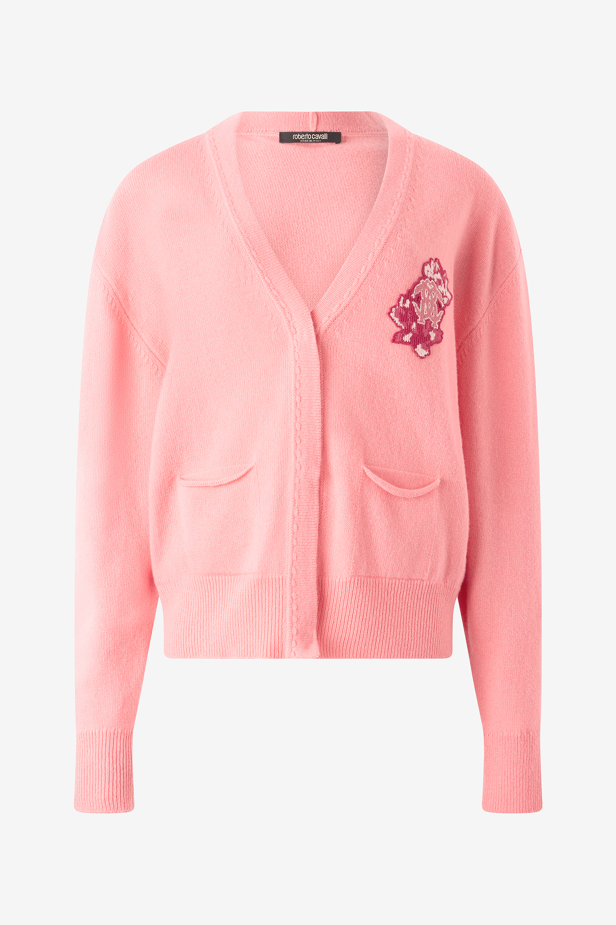 Roberto Cavalli Women's Pink Cardigan With Mirror Snake Monogram