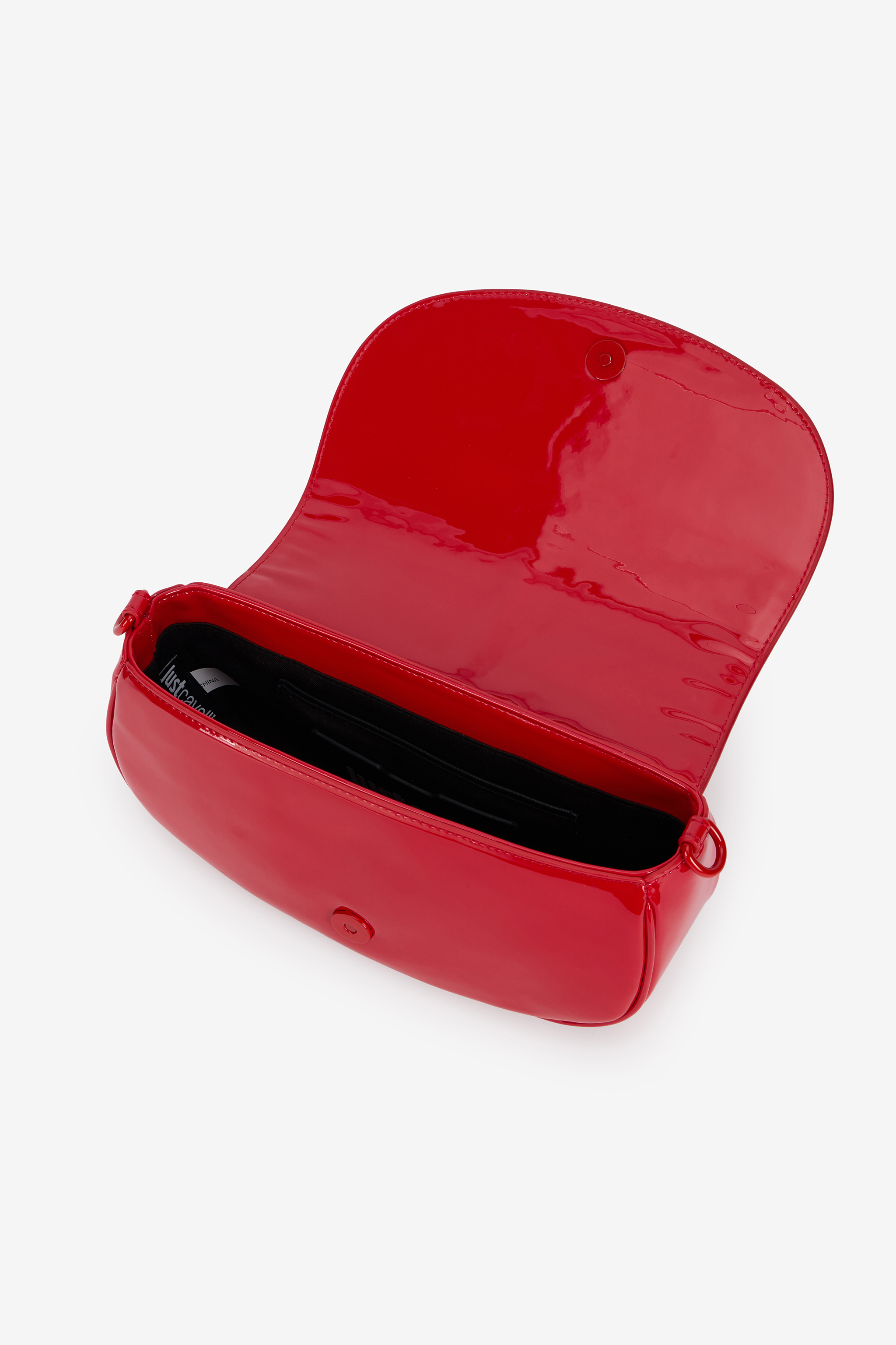 Red Glossy Shoulder Bag With Logo