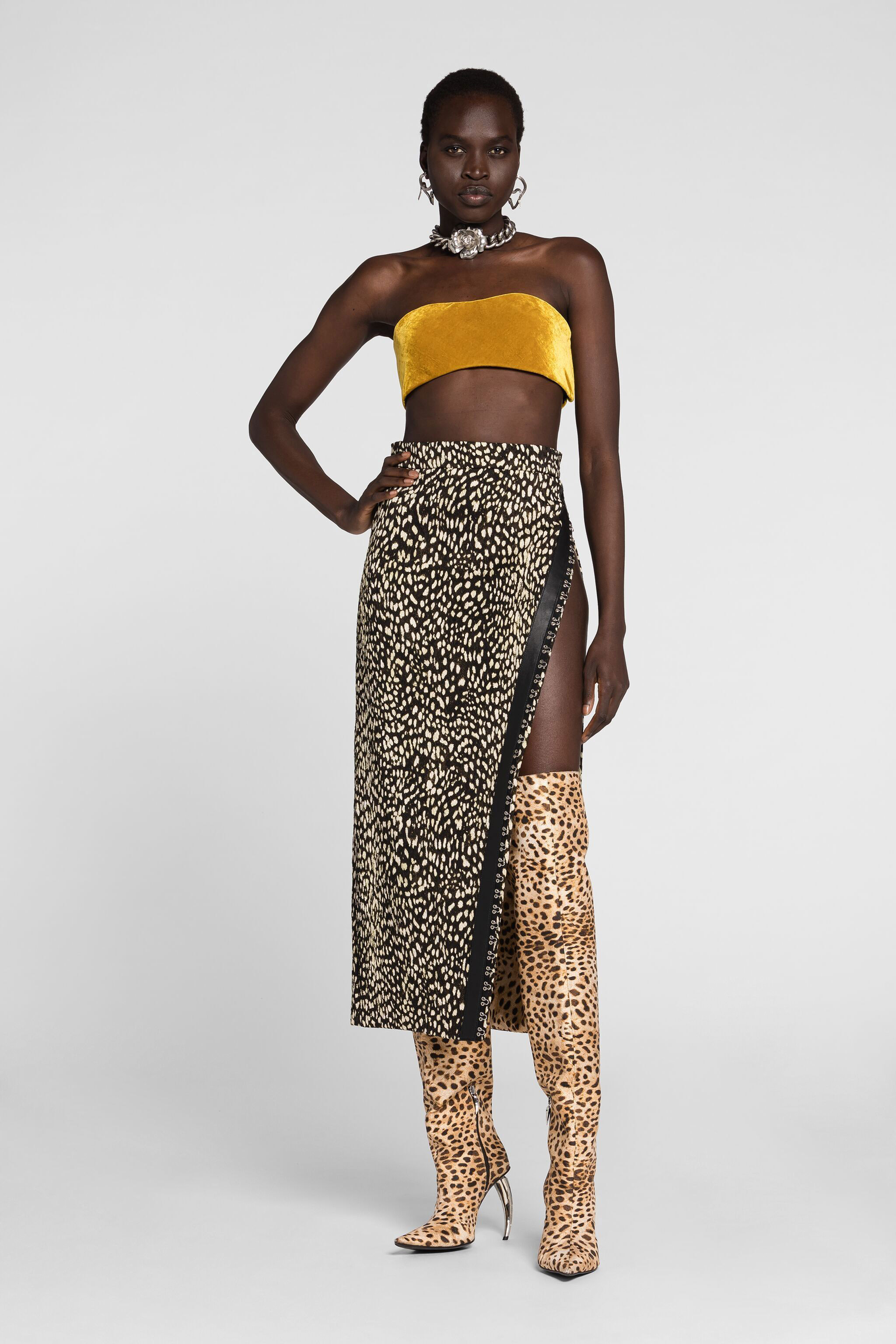 Roberto Cavalli Strapless Cropped Top In Yellow