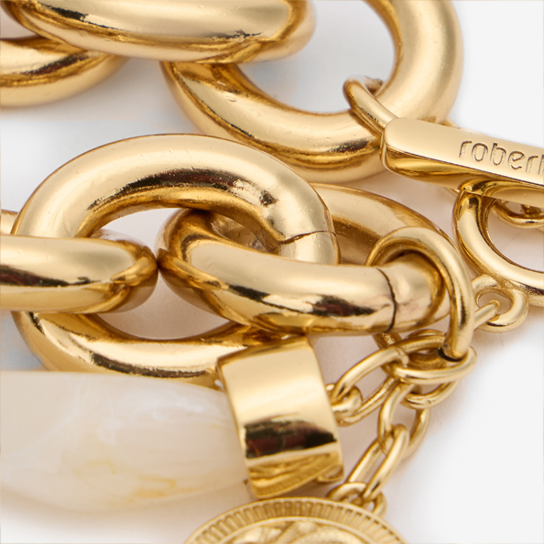 Roberto Cavalli Chain-link Bracelet In Bianco/oro
