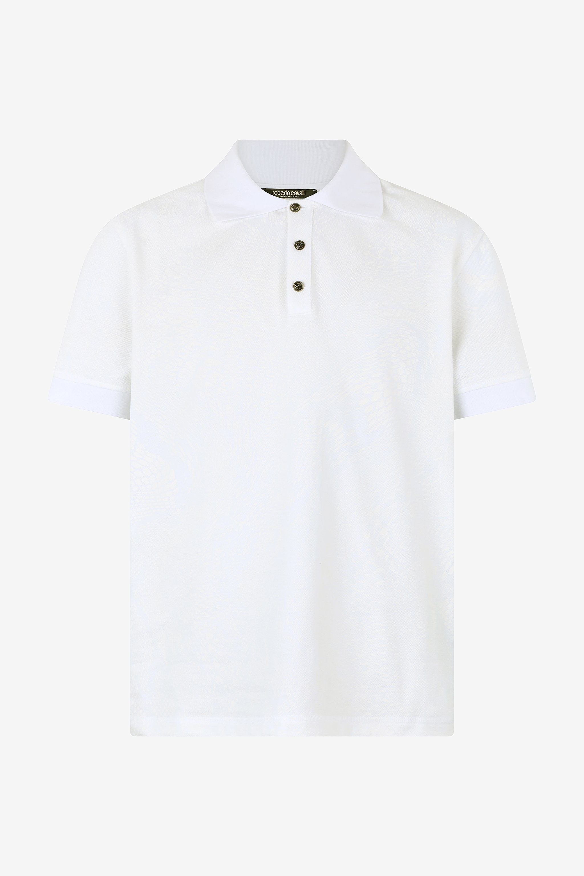 Roberto Cavalli Poloshirt Mit Python-print In Ivory